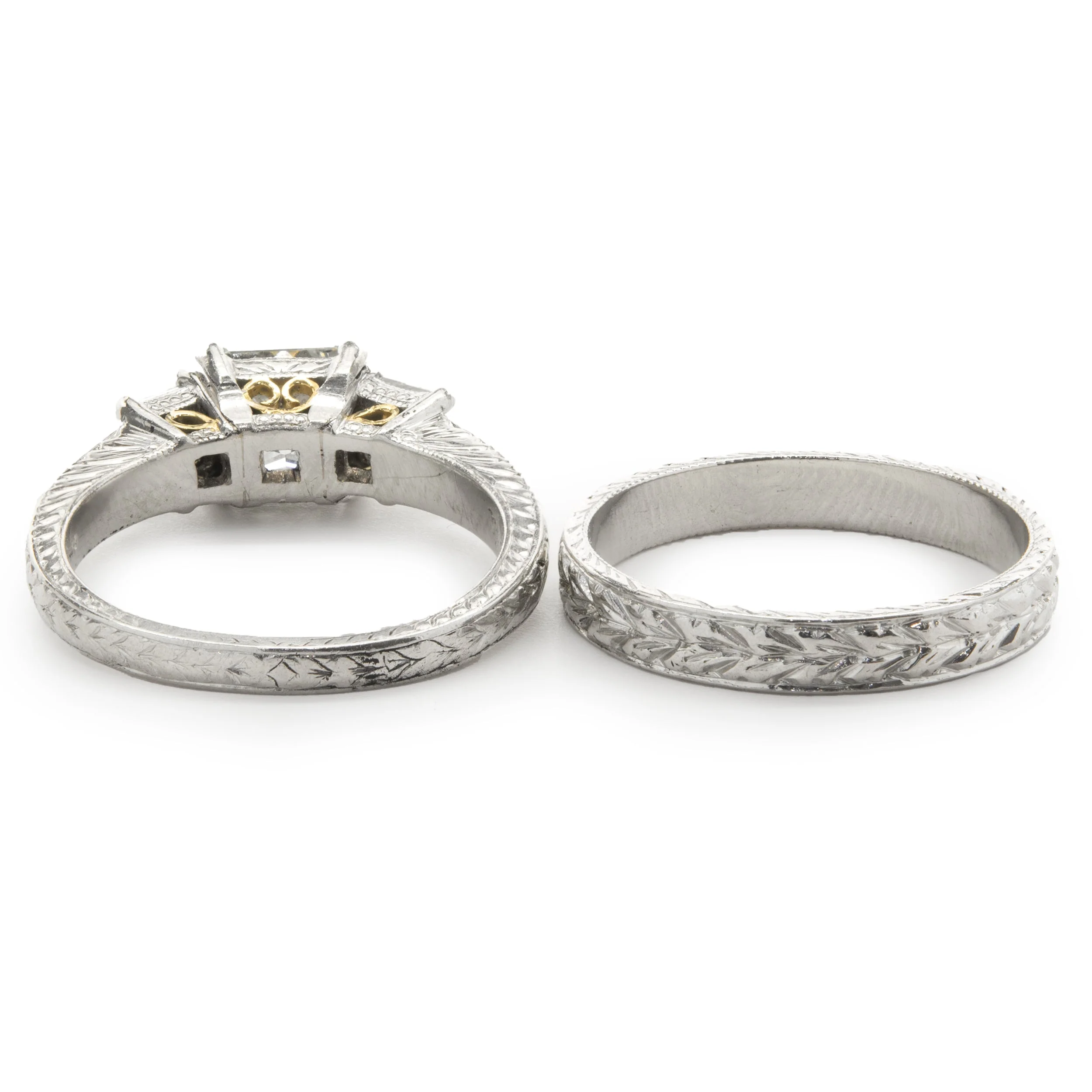 VARNA Platinum Princess Cut Diamond Wedding Set - Image 3