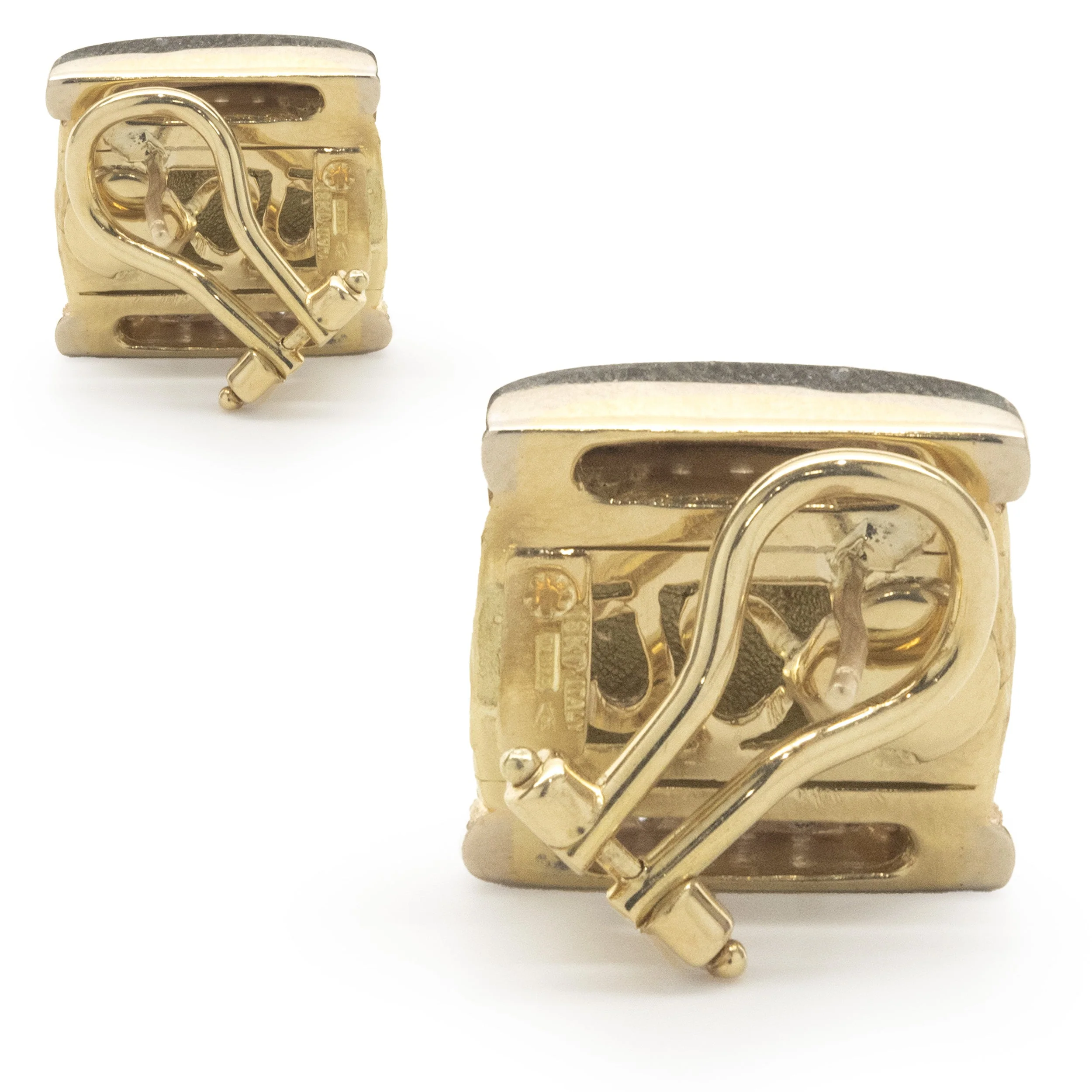 Vendorafa 18k Yellow Gold Hammered Diamond Earrings - Image 4
