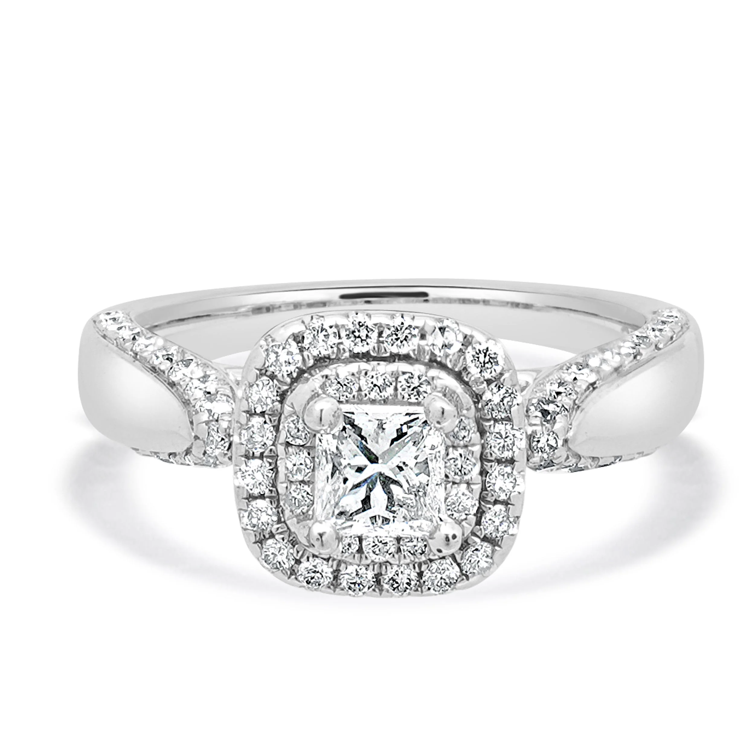 Vera Wang 14 Karat White Gold Diamond Engagement Ring w/ Sapphires