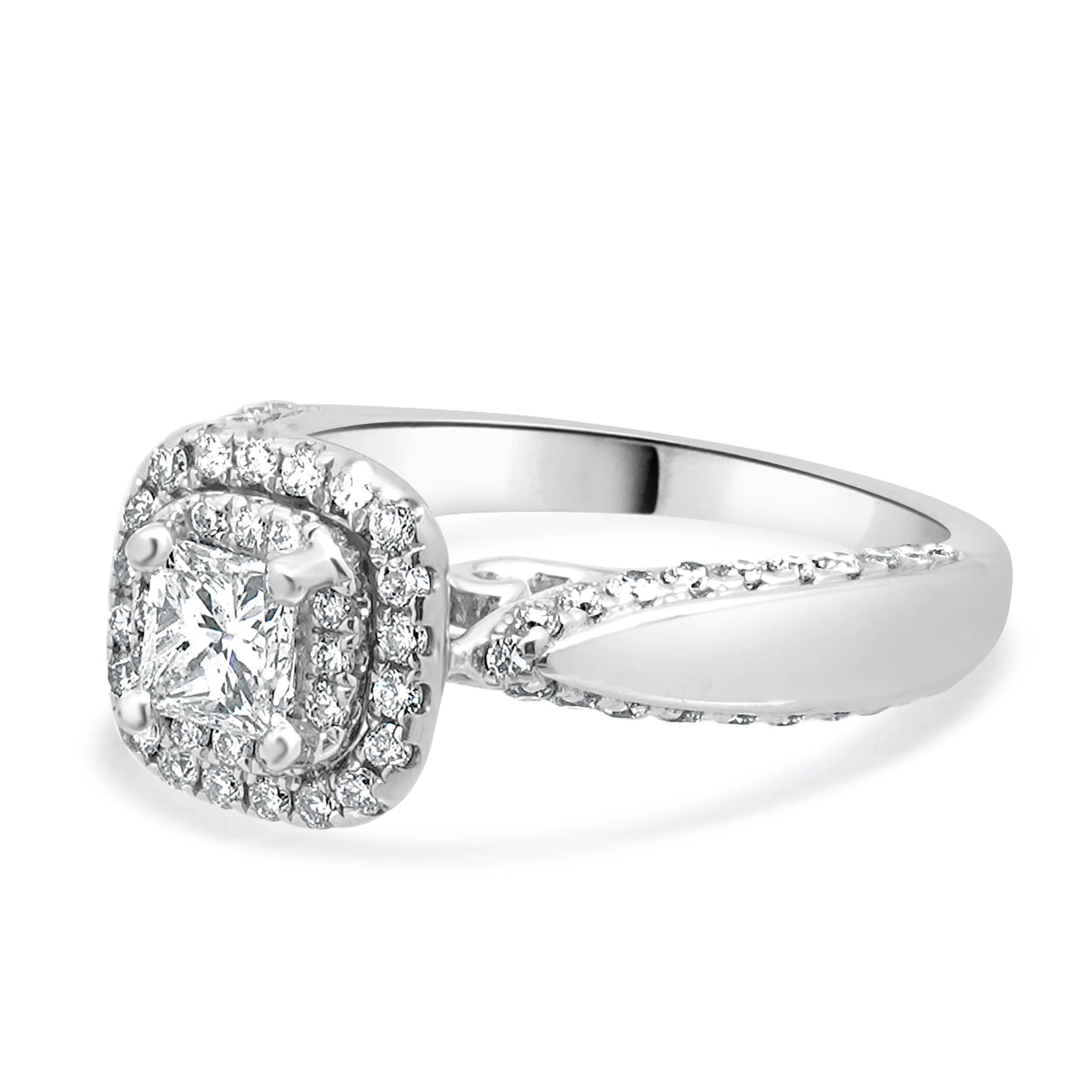 Vera Wang 14 Karat White Gold Diamond Engagement Ring w/ Sapphires - Image 2