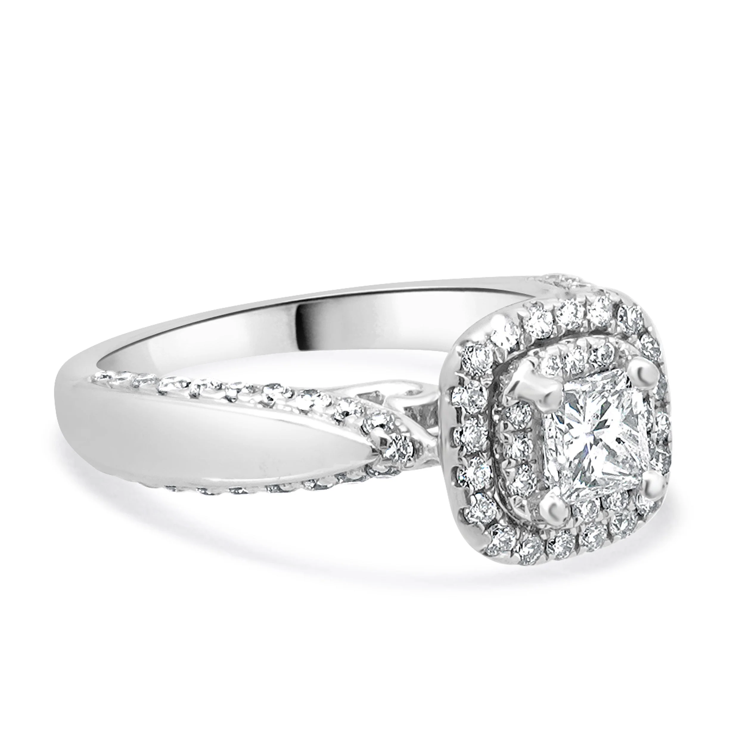 Vera Wang 14 Karat White Gold Diamond Engagement Ring w/ Sapphires - Image 3