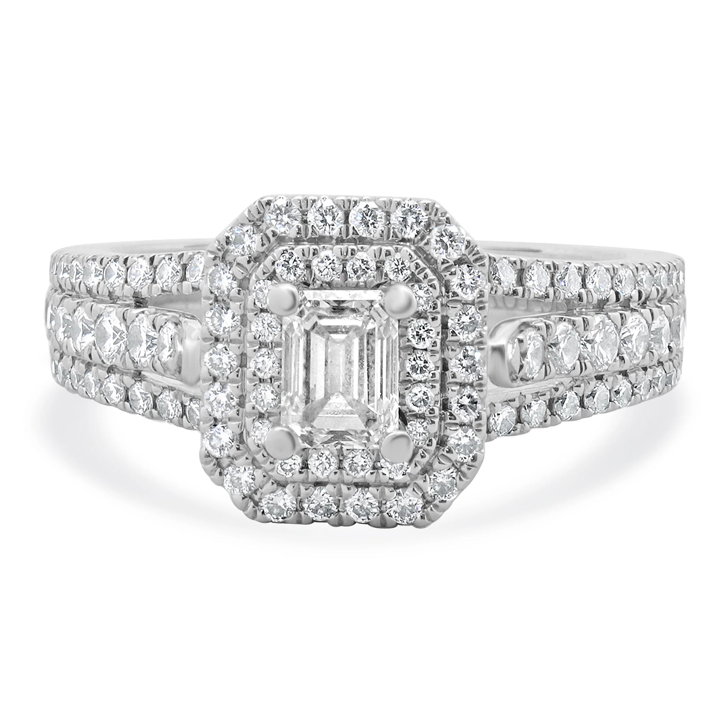 Vera Wang 14 Karat White Gold Emerald Cut Diamond Engagement Ring