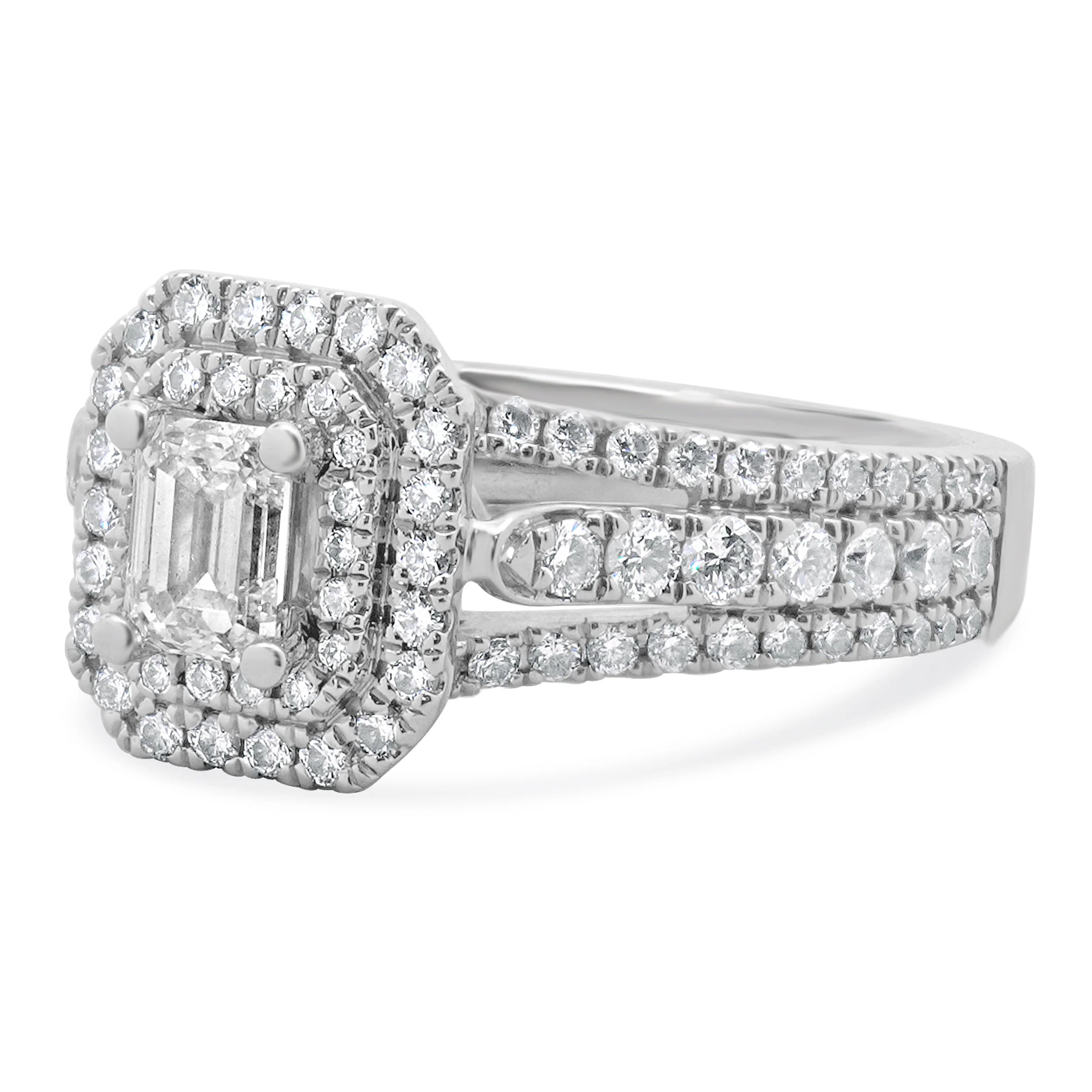 Vera Wang 14 Karat White Gold Emerald Cut Diamond Engagement Ring - Image 2
