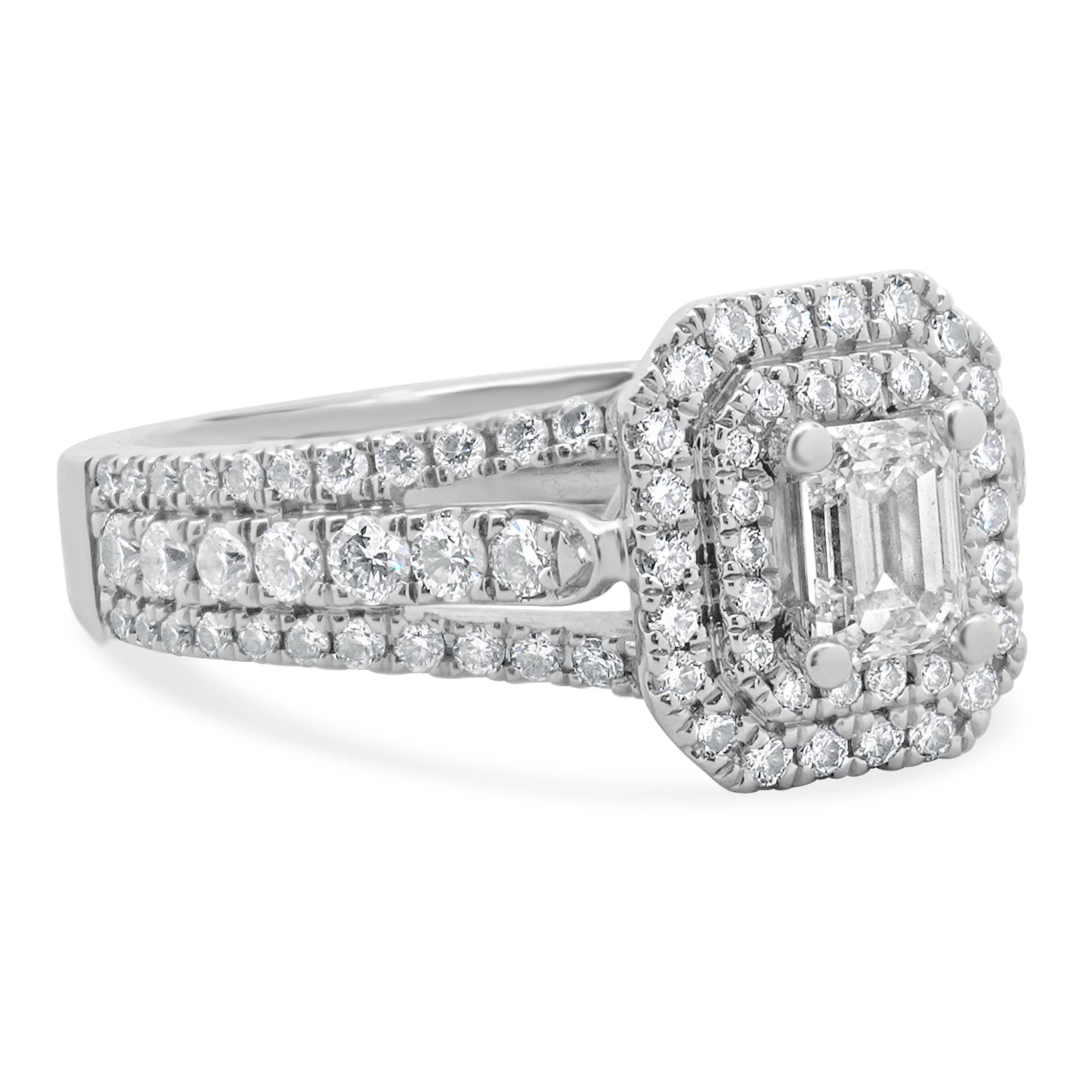 Vera Wang 14 Karat White Gold Emerald Cut Diamond Engagement Ring - Image 4