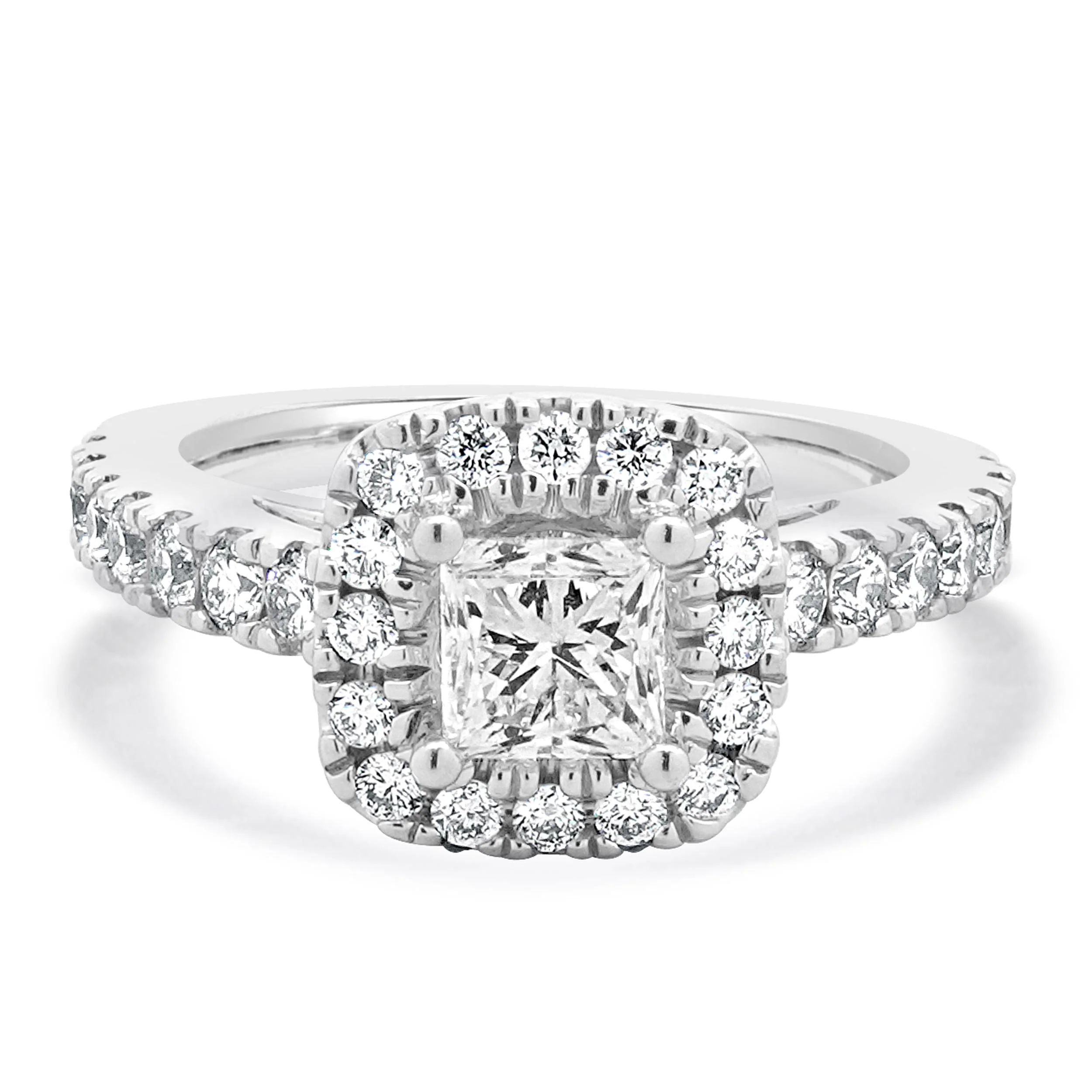 Vera Wang 14 Karat White Gold Princess Cut Halo Diamond Engagement Ring