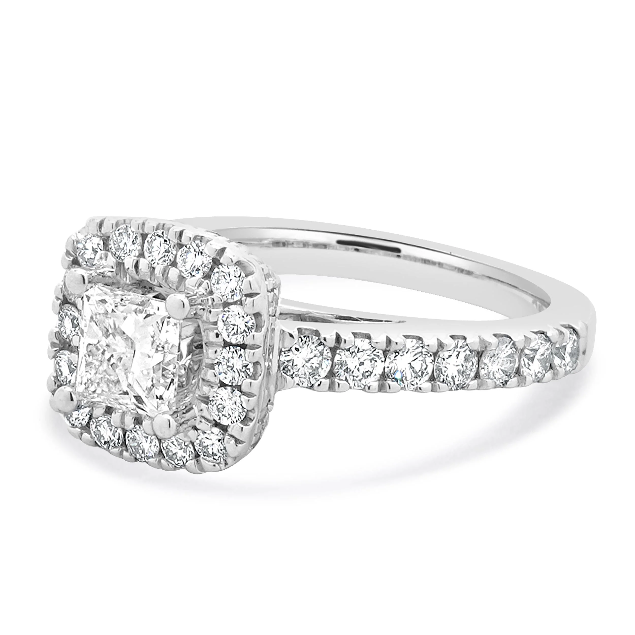 Vera Wang 14 Karat White Gold Princess Cut Halo Diamond Engagement Ring - Image 2