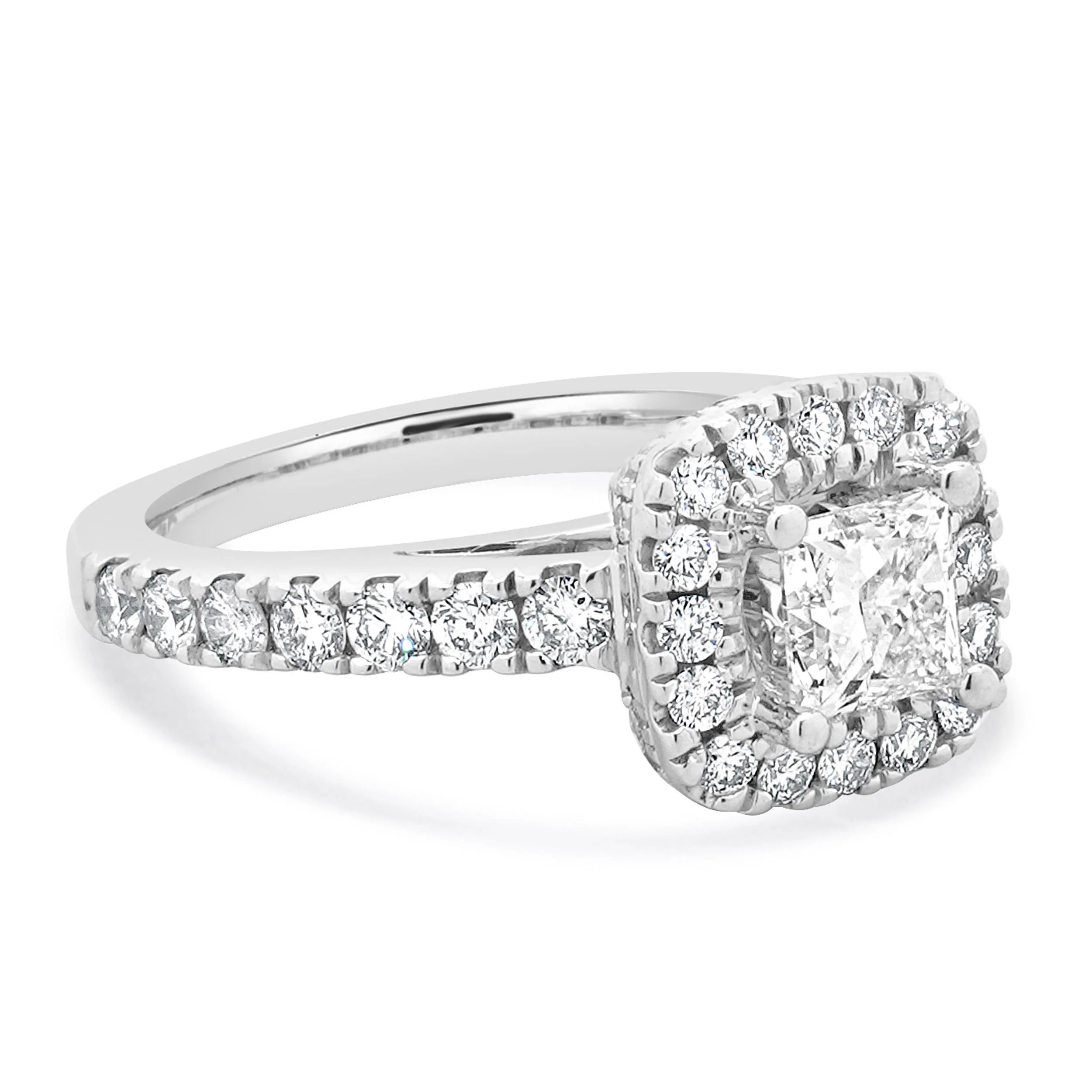 Vera Wang 14 Karat White Gold Princess Cut Halo Diamond Engagement Ring - Image 3
