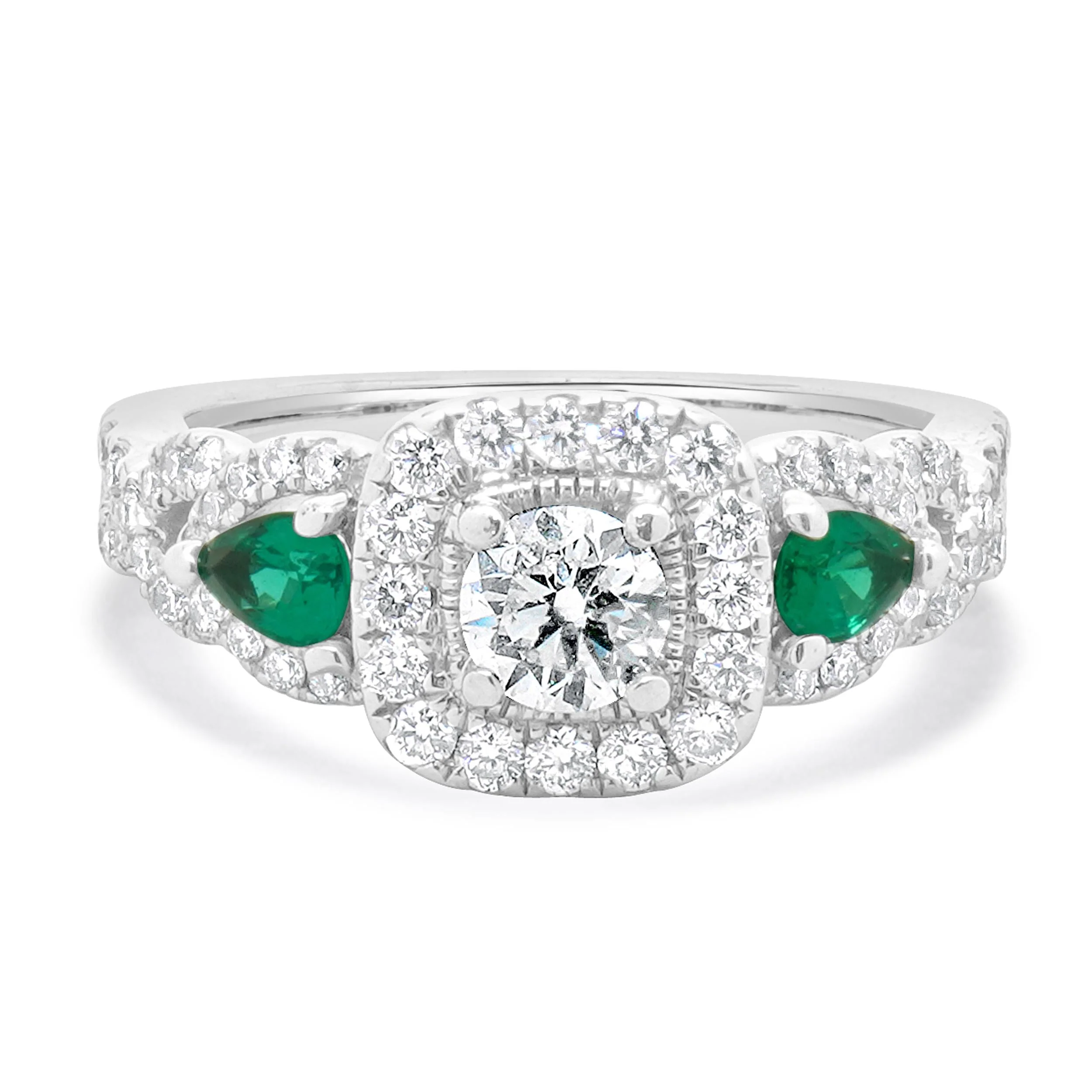 Vera Wang 14 Karat White Gold Three Stone Diamond Engagement Ring