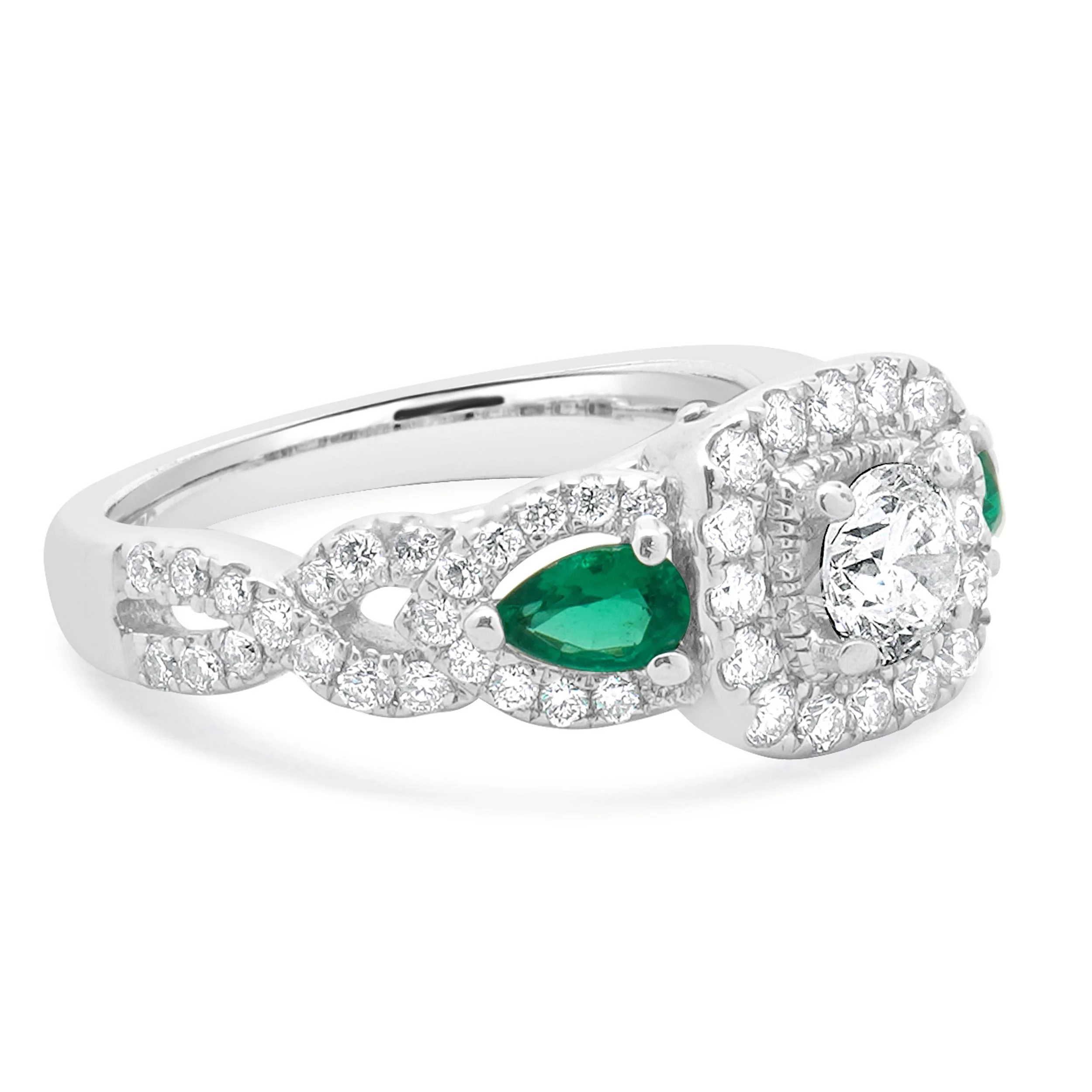 Vera Wang 14 Karat White Gold Three Stone Diamond Engagement Ring - Image 3