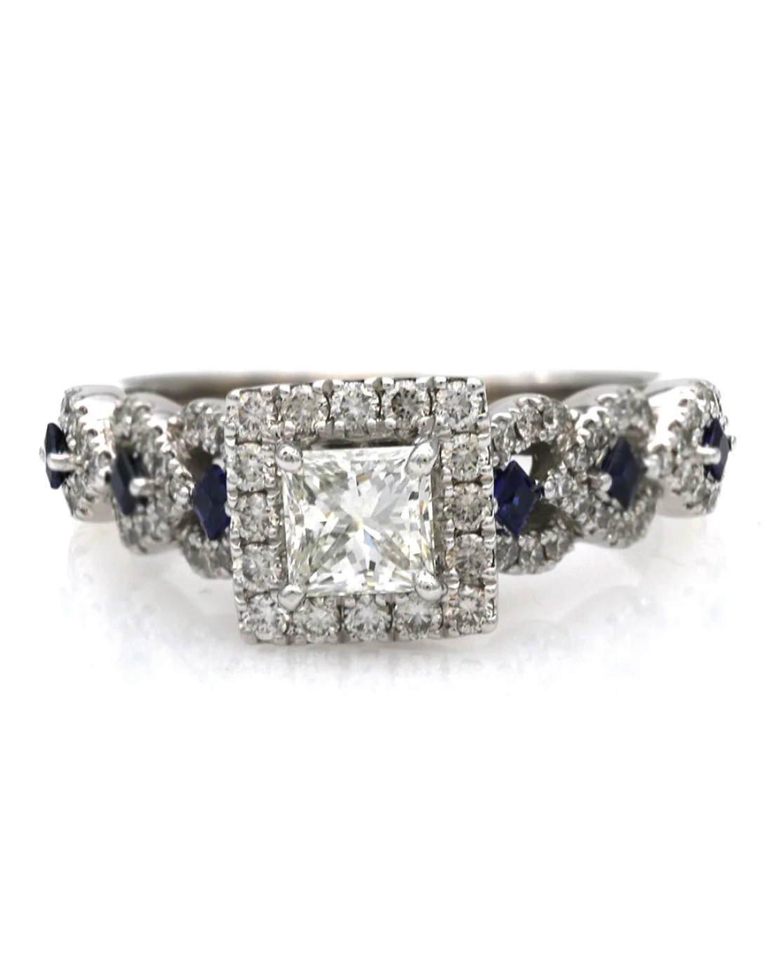 Vera Wang Love Collection Diamond and Sapphire Engagement Ring - Image 2