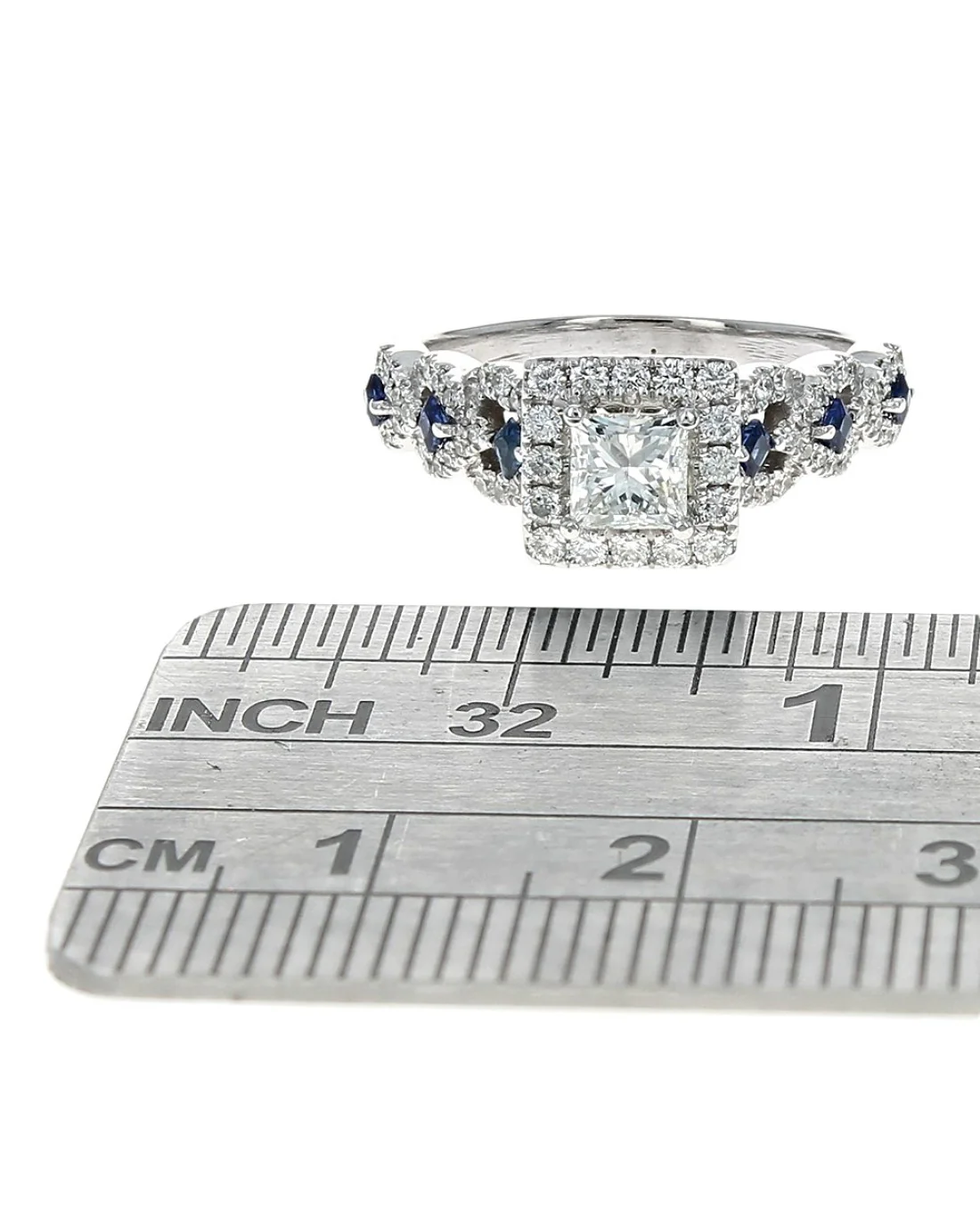 Vera Wang Love Collection Princess Center Diamond Sapphire Engagement Ring - Image 3