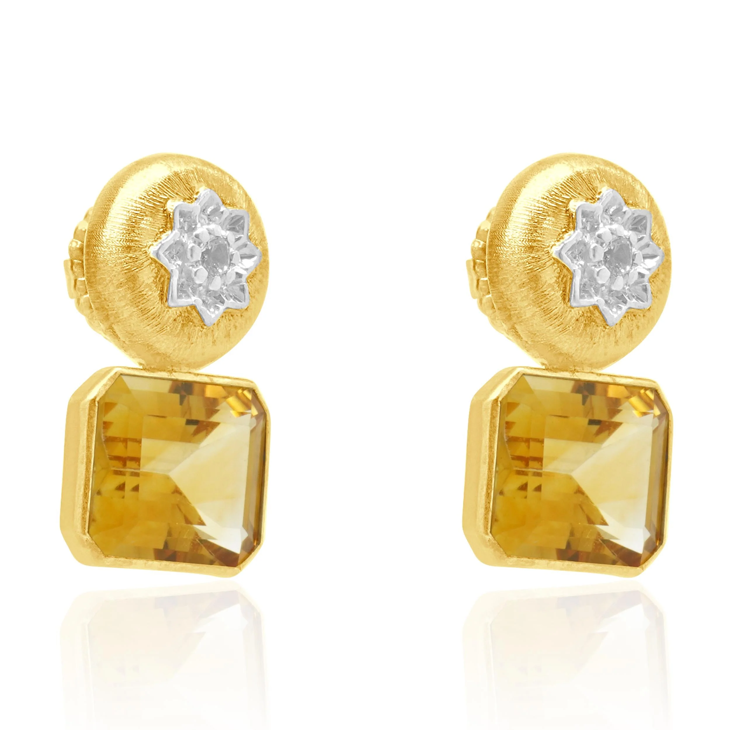 Vermeil 925 Citrine and White Topaz Drop Earrings