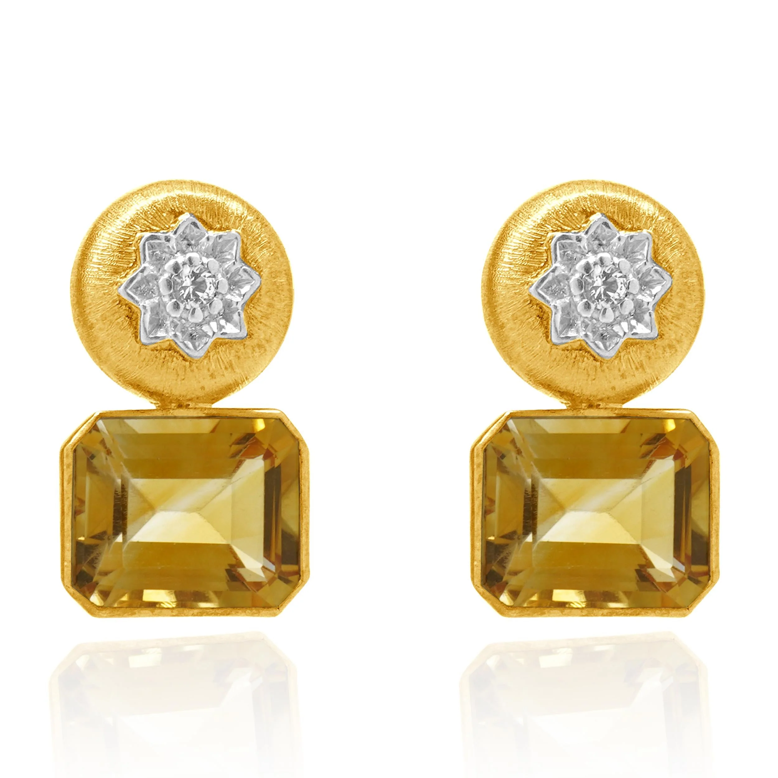 Vermeil 925 Citrine and White Topaz Drop Earrings - Image 2