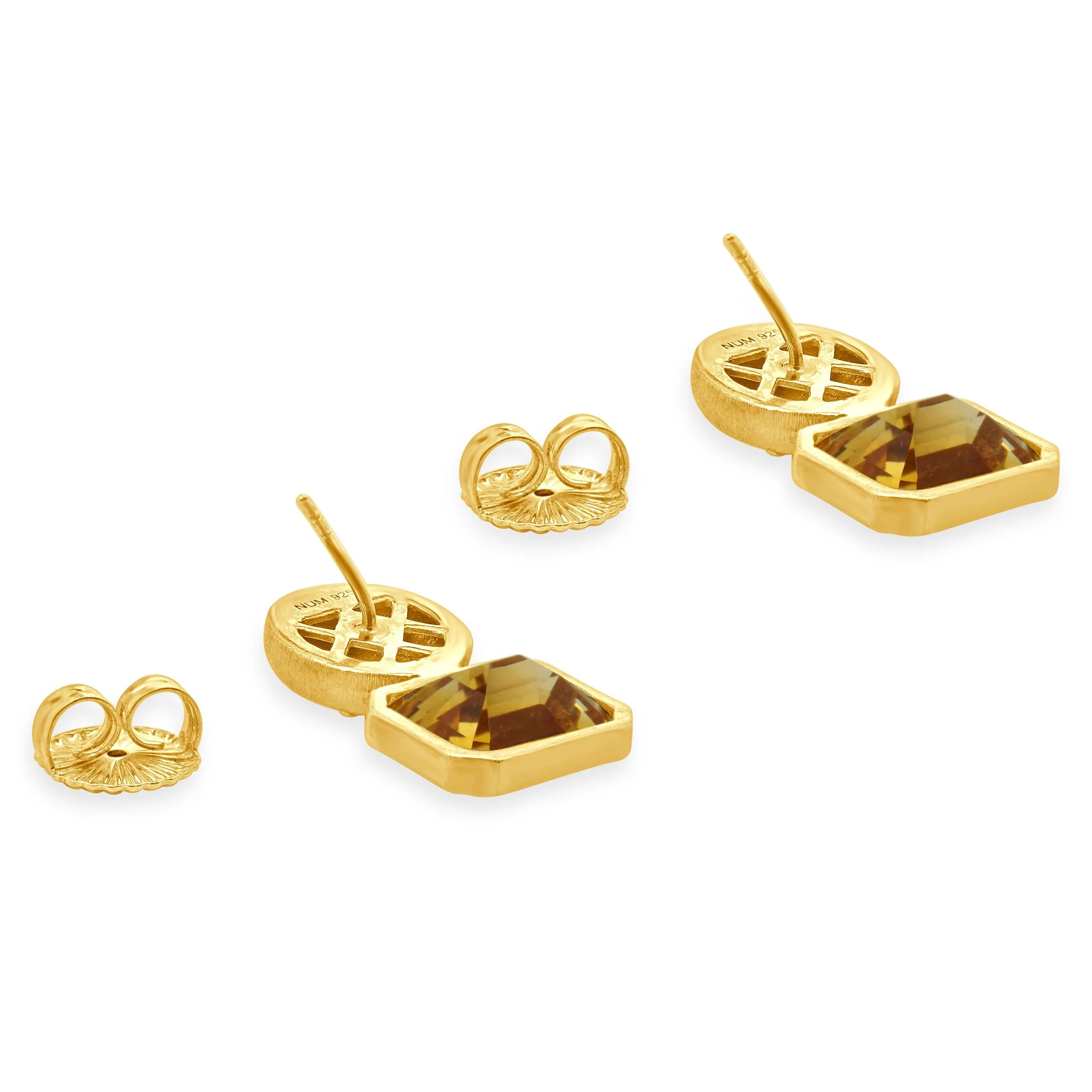 Vermeil 925 Citrine and White Topaz Drop Earrings - Image 3