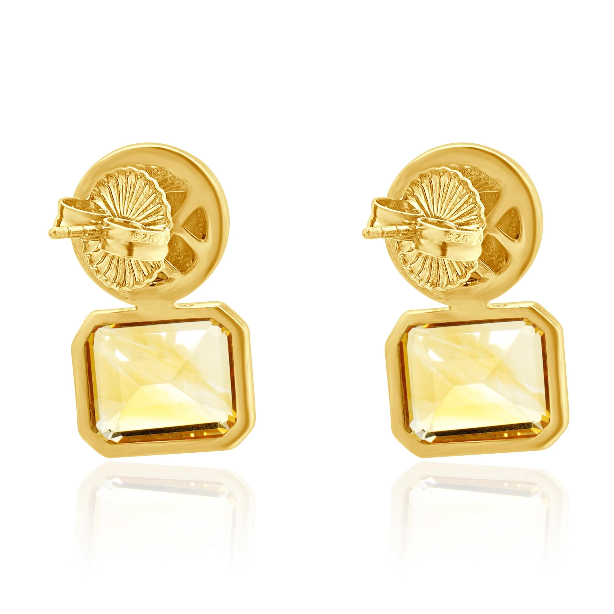Vermeil 925 Citrine and White Topaz Drop Earrings - Image 4