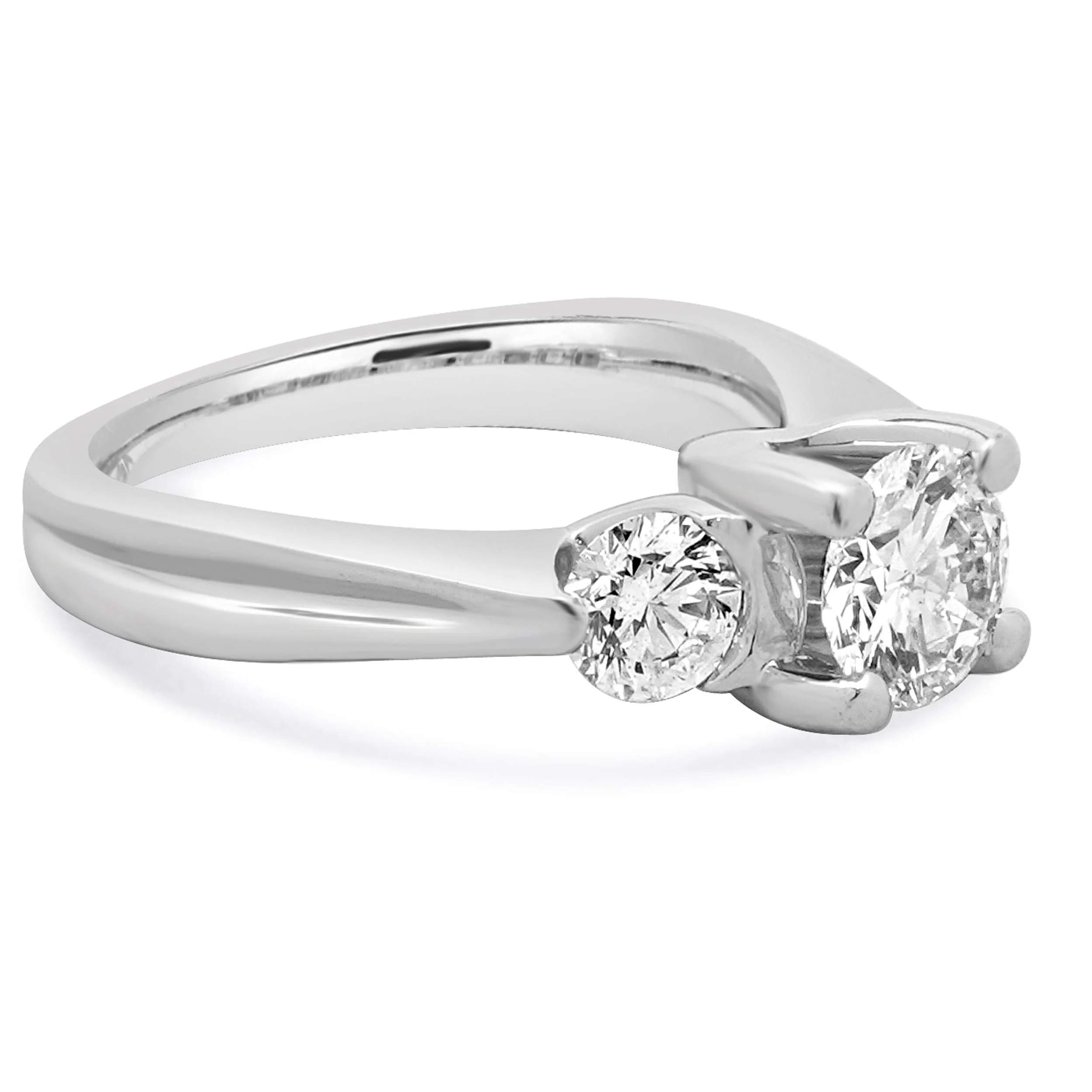 Verragio Platinum 3 Stone Diamond Engagement Ring - Image 4