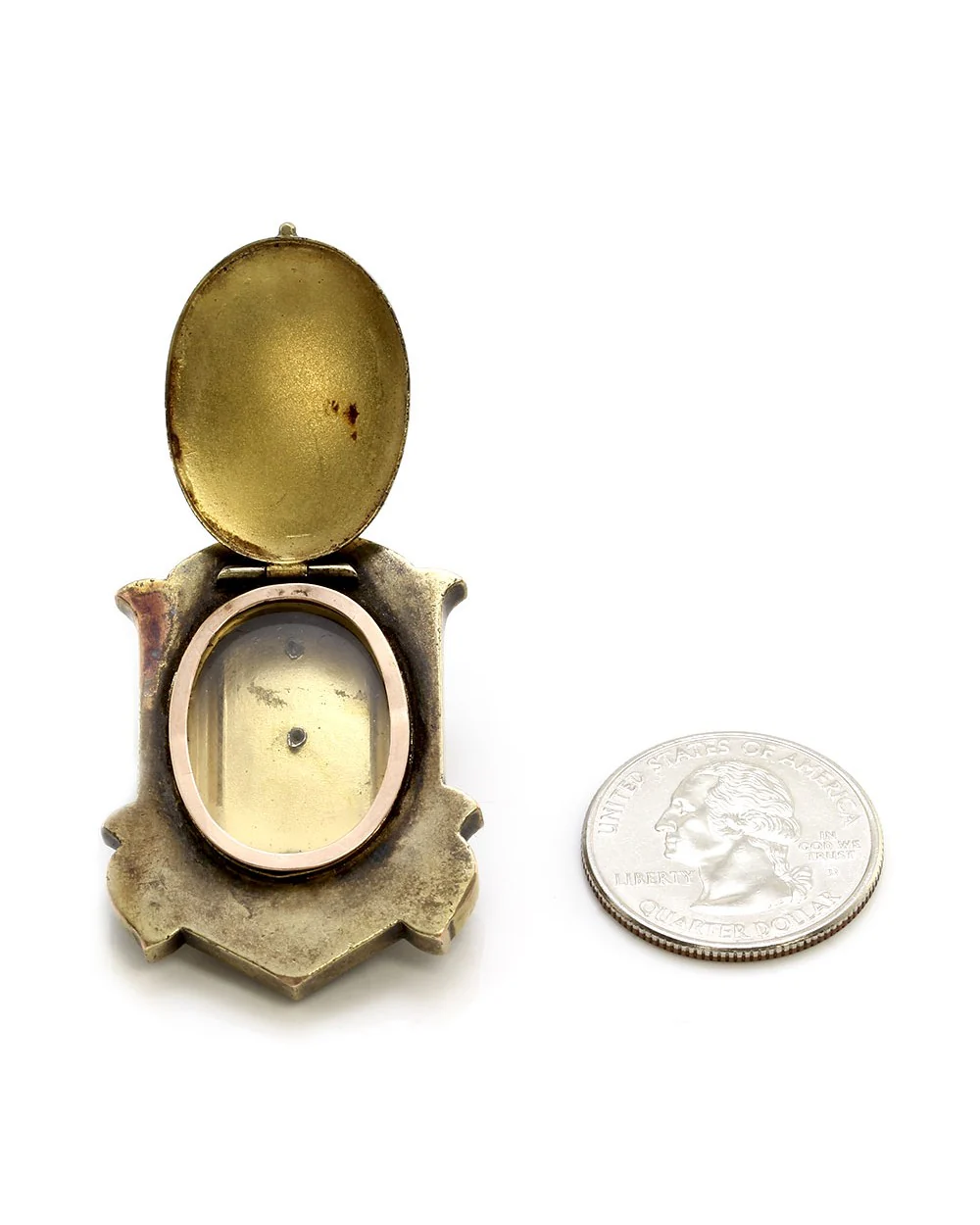 Victorian Mourning Locket Gold Enhancer Pendant with Seed Pearls - Image 4