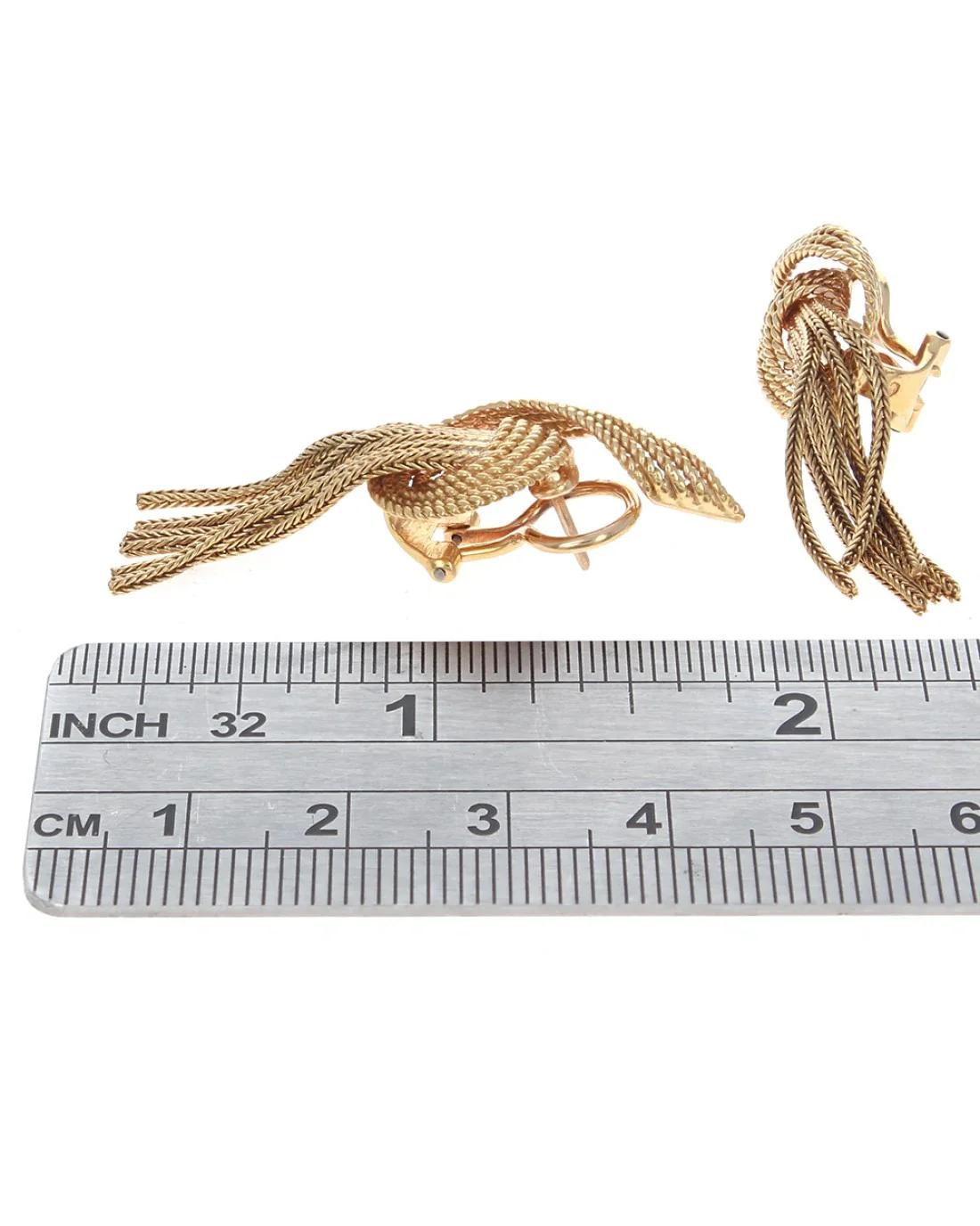 Vintage 5 Row Crossover Wrap Fringe Earrings - Image 3