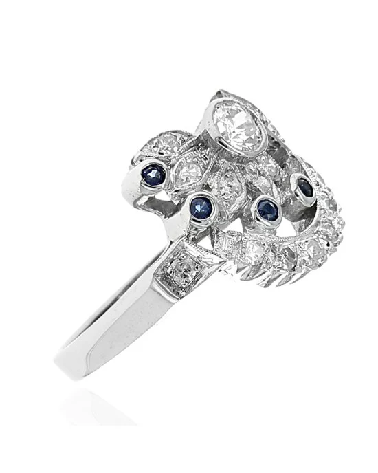 Vintage Diamond and Sapphire Accent Ring
