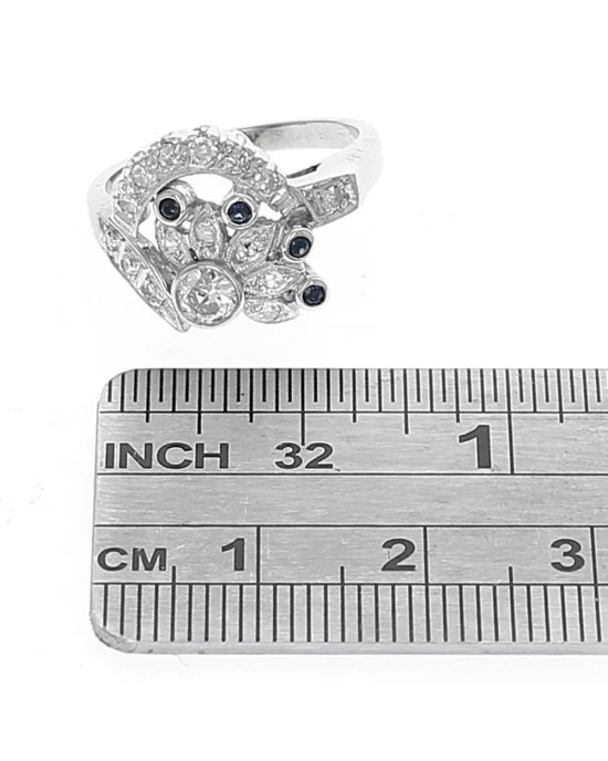 Vintage Diamond and Sapphire Accent Ring - Image 2