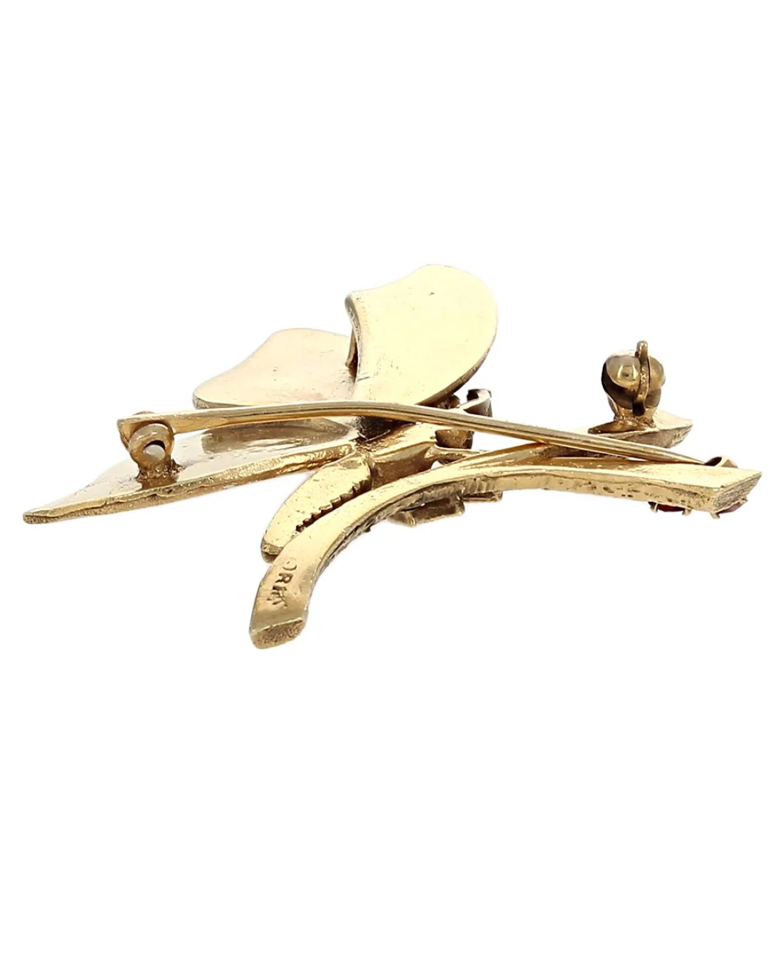 Vintage Enamel Butterfly on Garnet Stem Pin - Image 2
