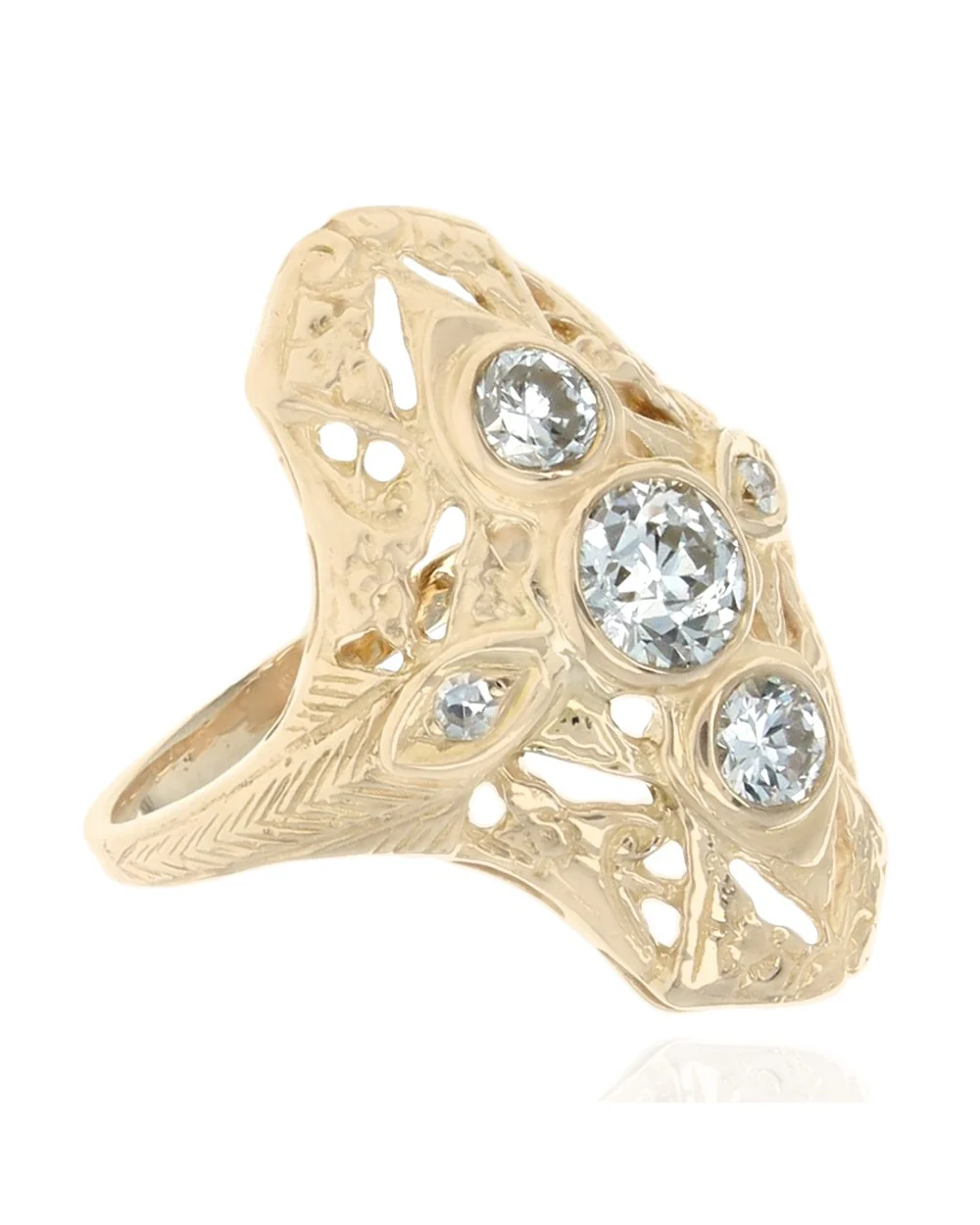Vintage European Diamond Elongated Ring