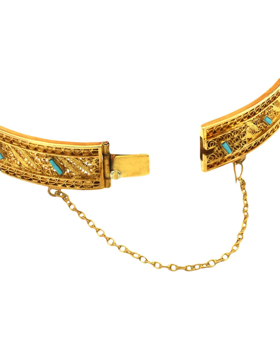 Vintage Filigree Bangle with Turquoise Stations - Image 2