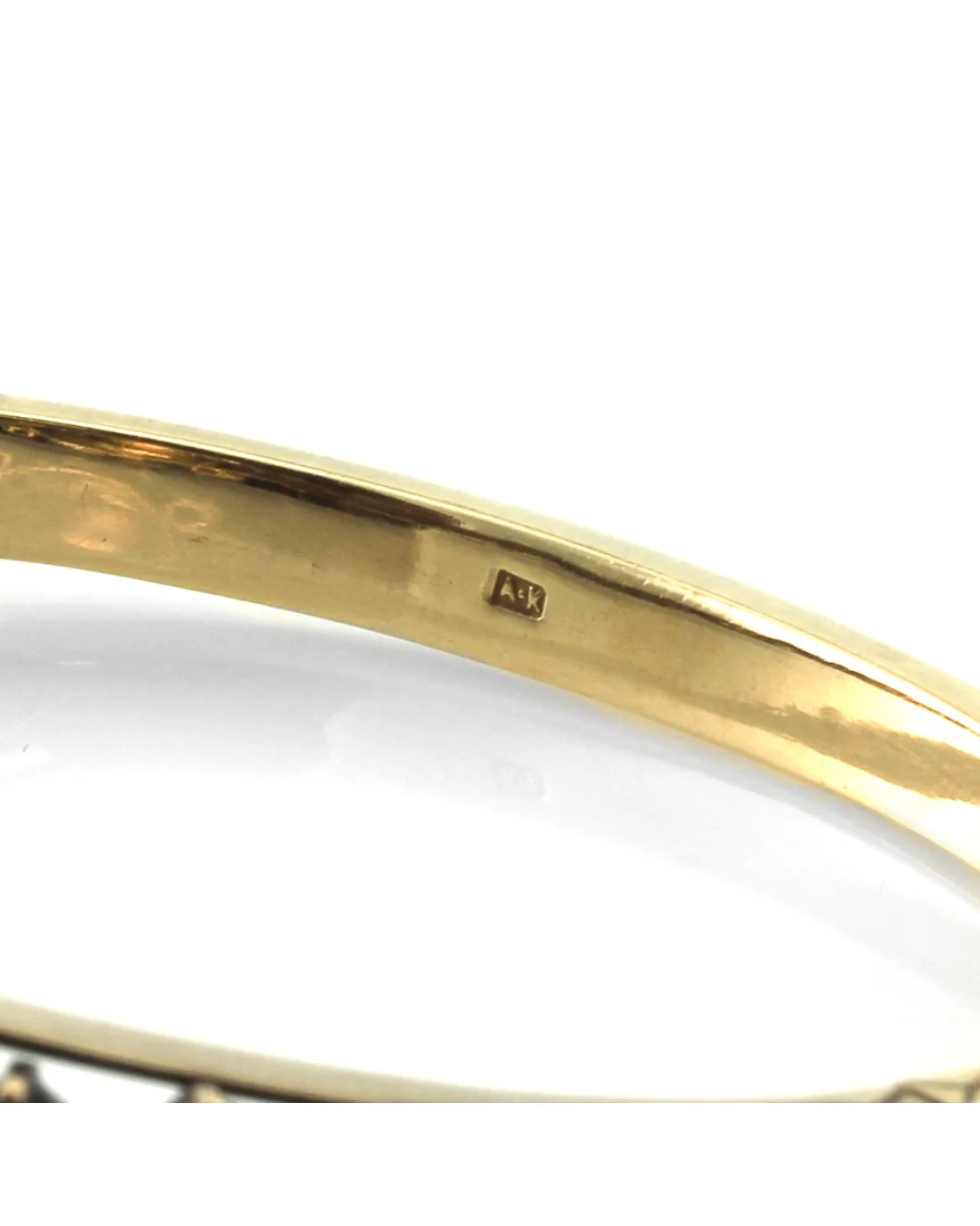 Vintage Garnet & Seed Pearl Bangle Bracelet in 14K Yellow Gold - Image 5