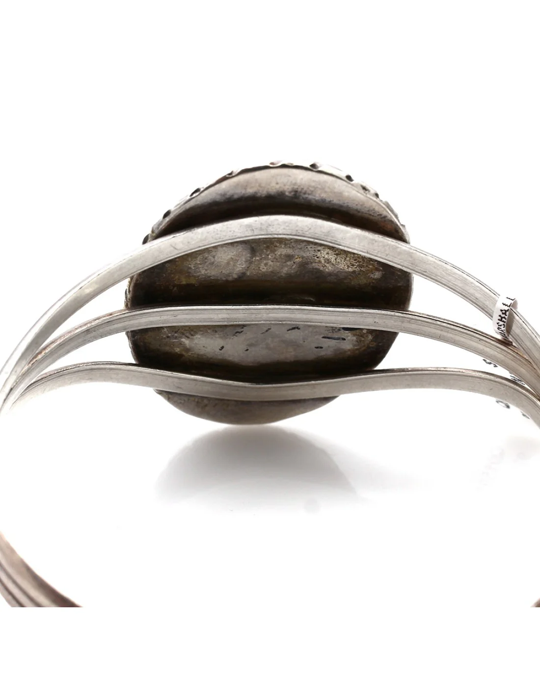 Vintage Navajo Sterling Silver Hand Carved Ram Cuff Bracelet - Image 3