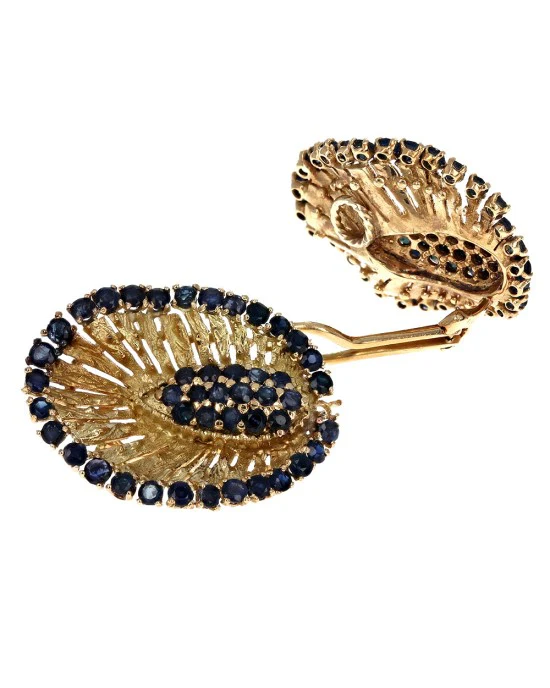 Vintage Sapphire Blossom Clip On Earrings - Image 2