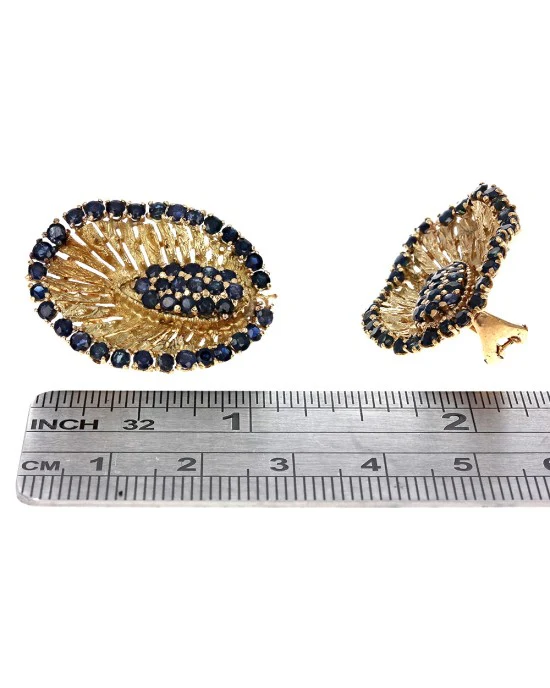 Vintage Sapphire Blossom Clip On Earrings - Image 3