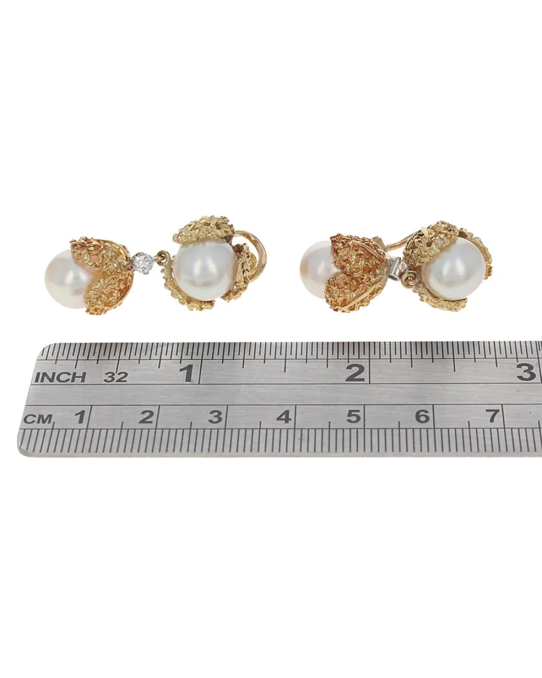 Vintage South Sea Pearl and Diamond Accent Dangle Earrings - Image 3