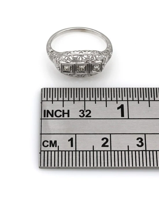 Vintage Style Diamond Filigree Ring in 14kw - Image 3