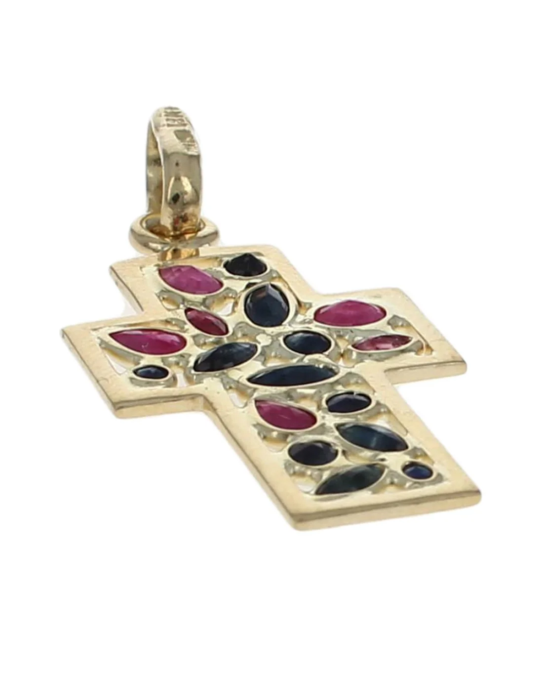 Vior Mixed Cut Ruby and Sapphire Cross Pendant - Image 2