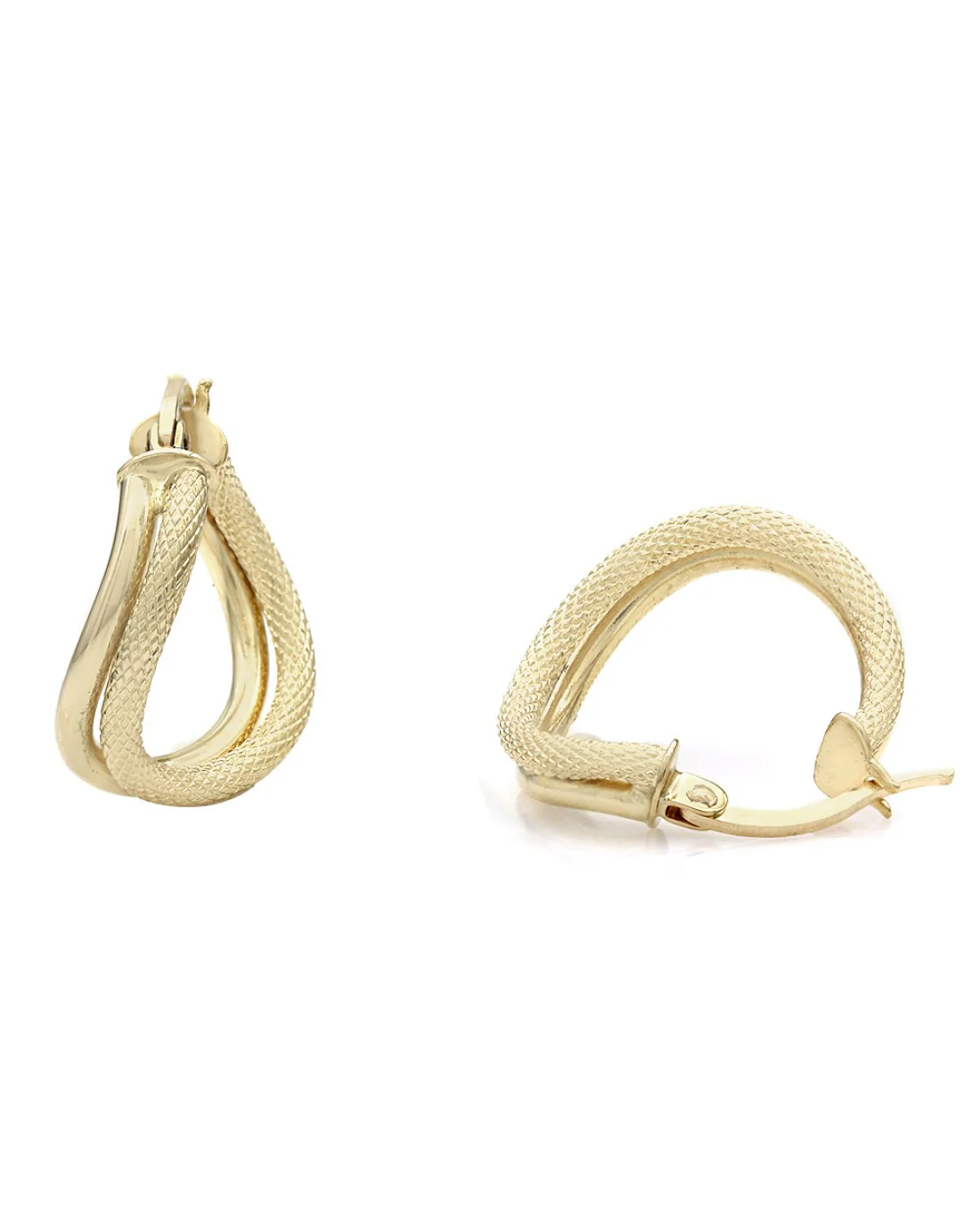 Wavy Double Hoop Earrings in Yellow Gold - Image 2