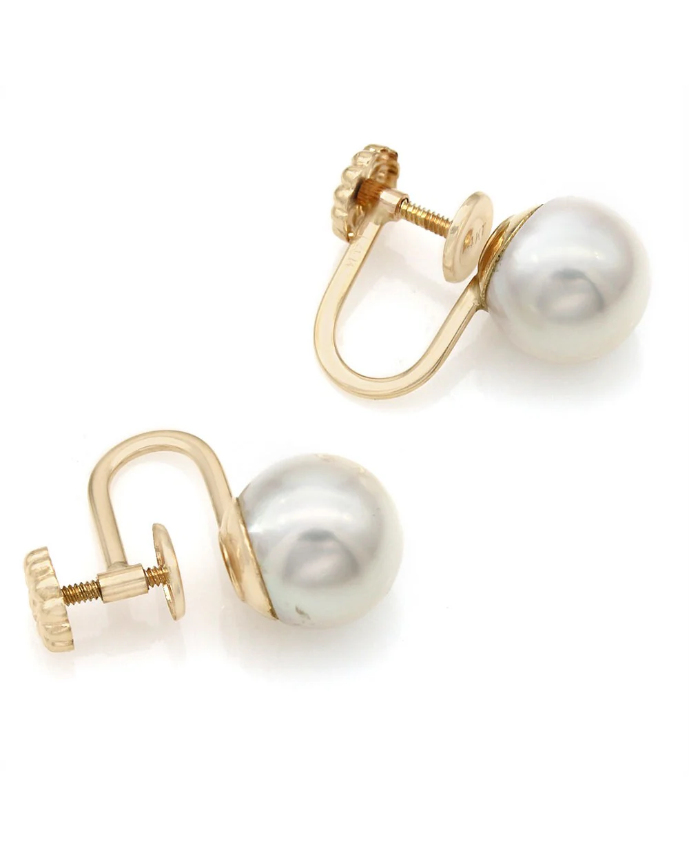 White Pearl Screwback Earrings - Image 2