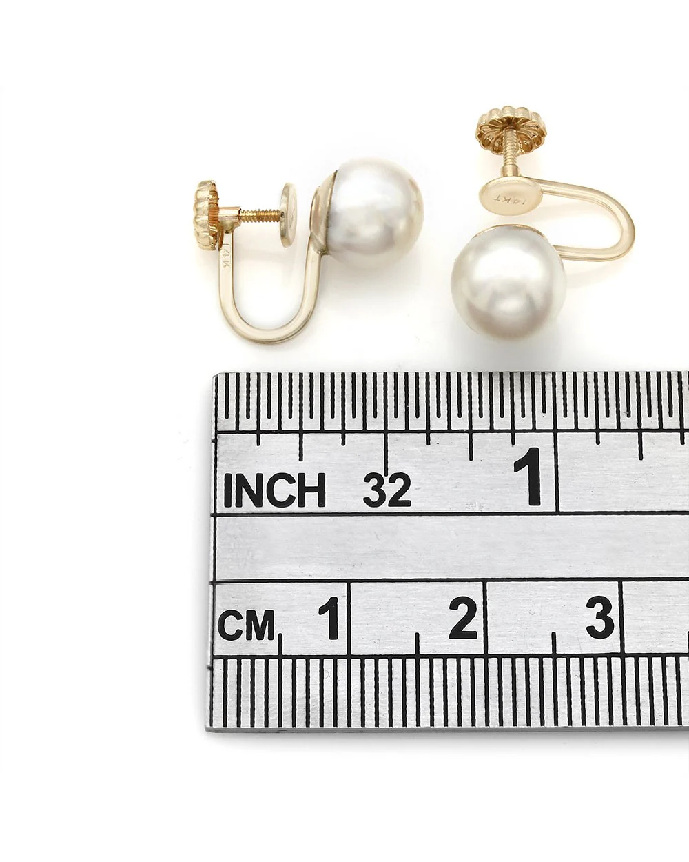 White Pearl Screwback Earrings - Image 3