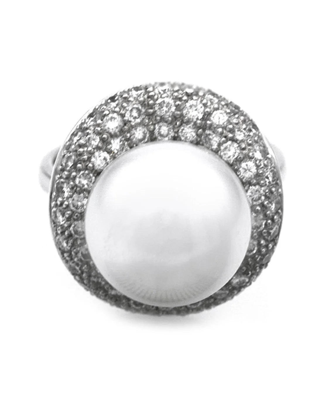 White South Sea Pearl and Diamond Halo Ring - Image 2