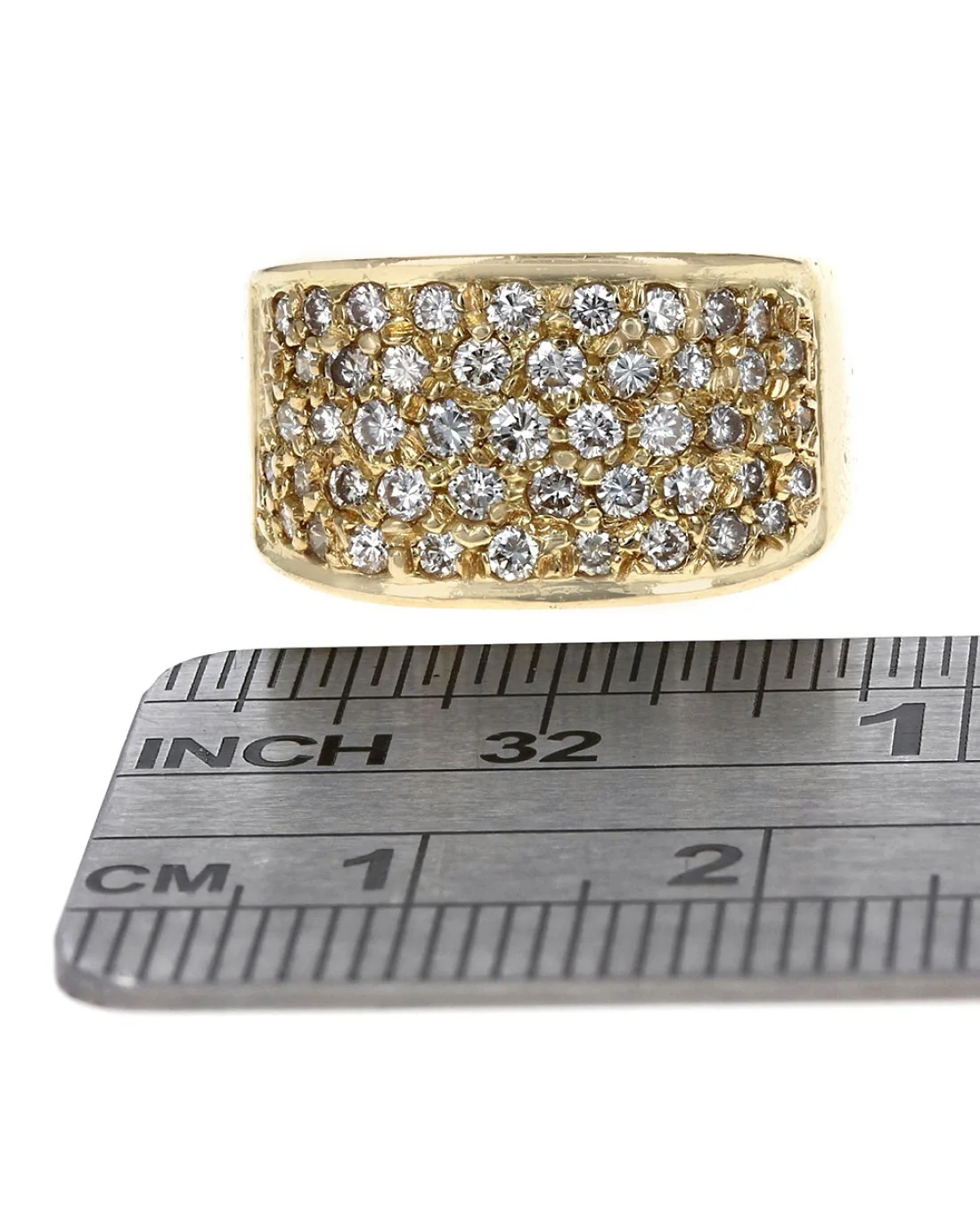Wide Pave Diamond Ring in Yellow Gold - Image 3