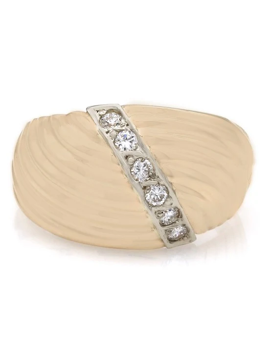 Wide Twist Style Round Diamond Ring in 14k Yellow Gold - Image 2