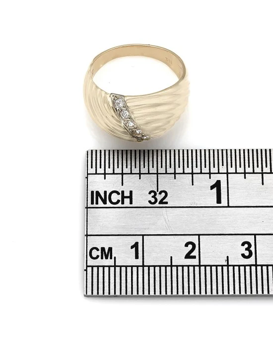 Wide Twist Style Round Diamond Ring in 14k Yellow Gold - Image 3