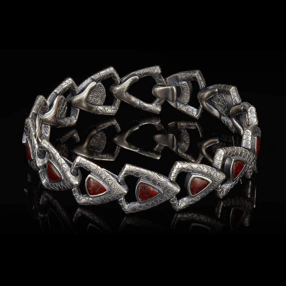 William Henry Dino Pace Sterling Silver Dinosaur Bone Bracelet BR10 DB RB