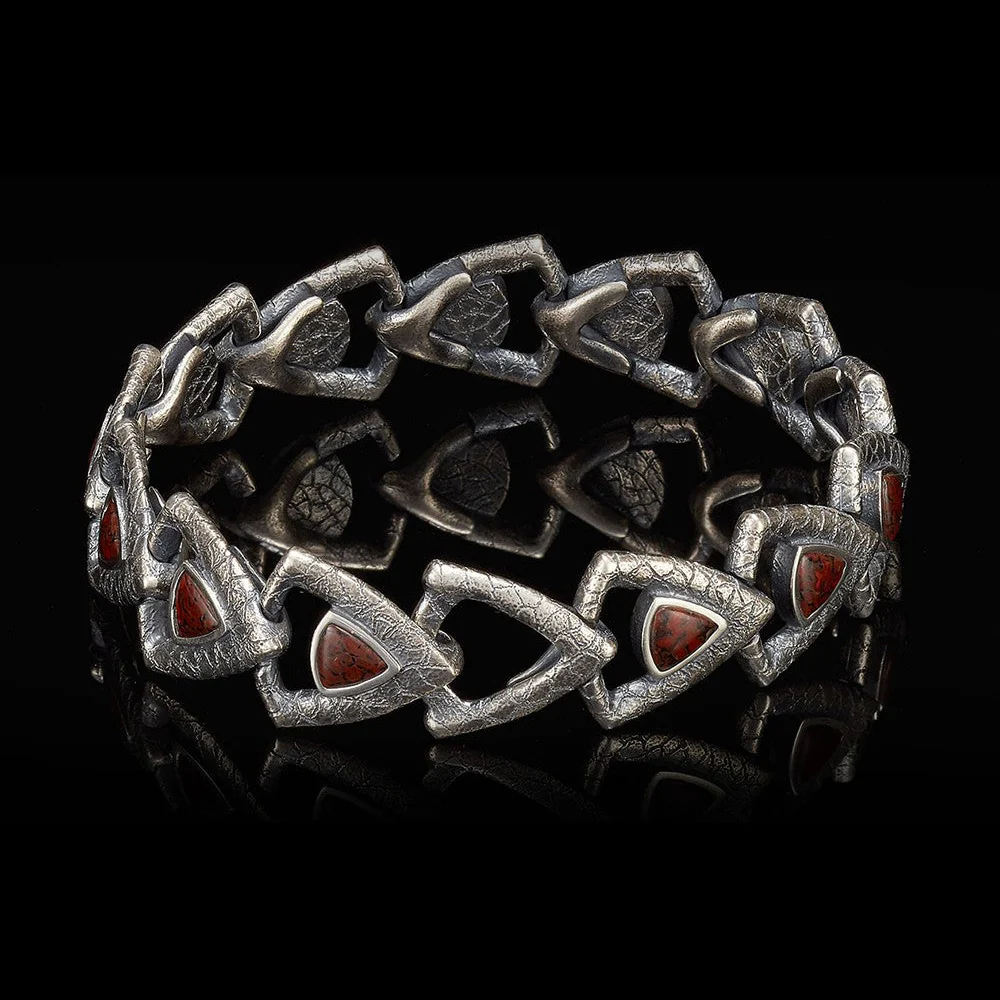 William Henry Dino Pace Sterling Silver Dinosaur Bone Bracelet BR10 DB RB - Image 2