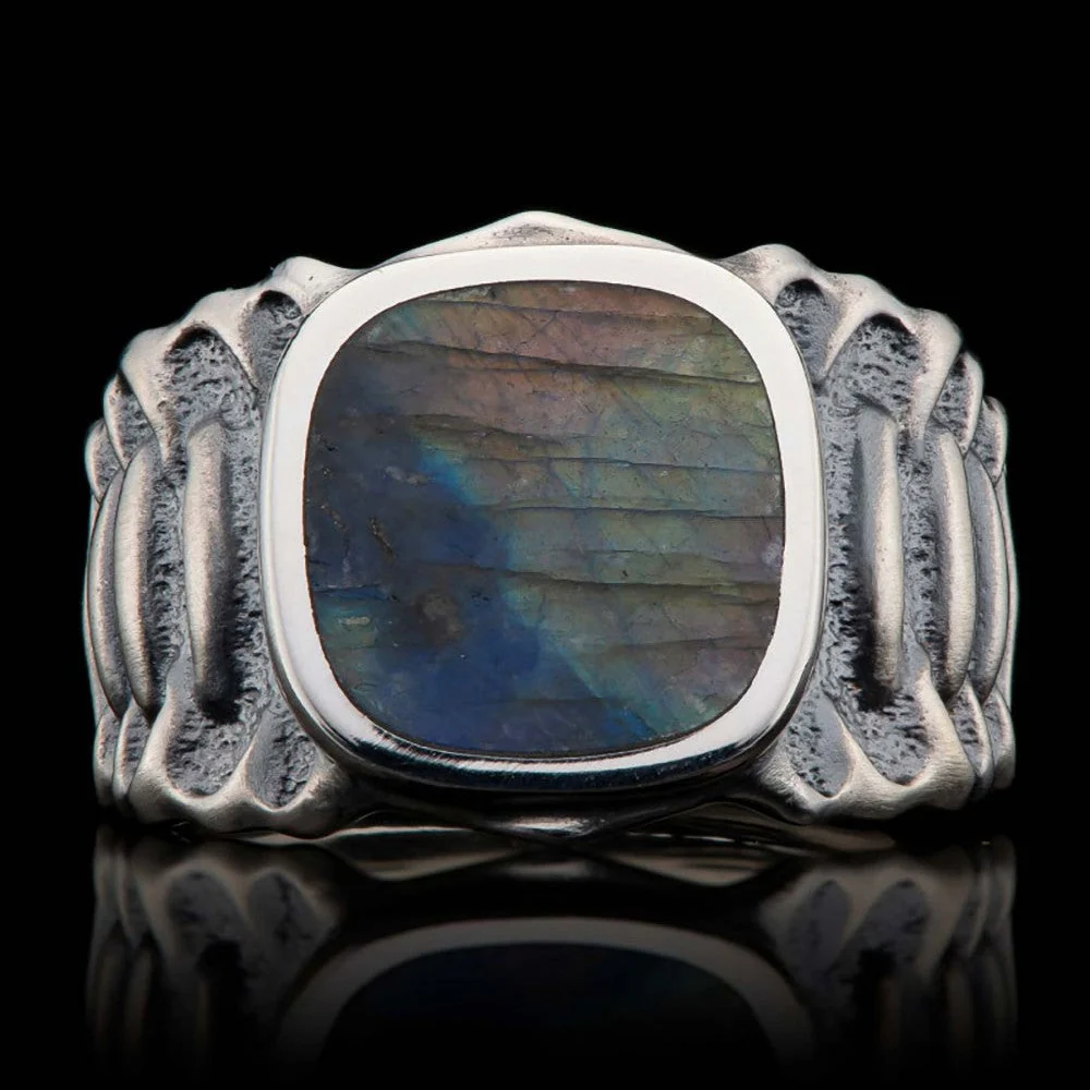 William Henry Echelon Sterling Silver Labradorite Inlay Ring - Image 2