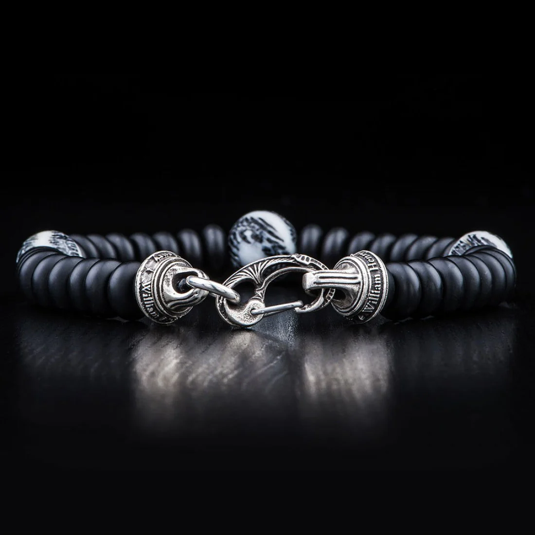 William Henry Night Dive Sterling Silver Onyx & Fossil Coral Bracelet BB14 FC - Image 3