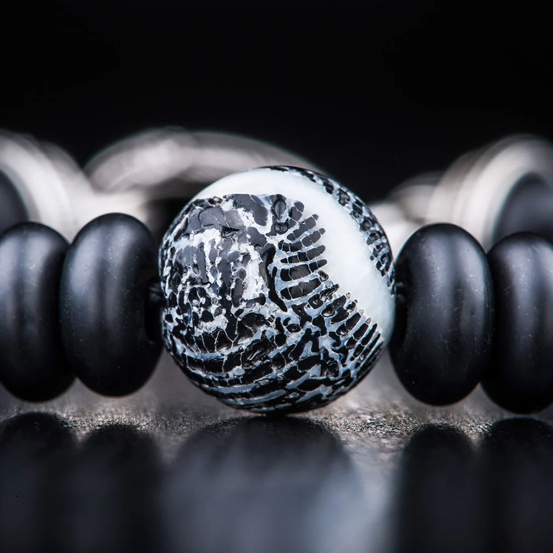 William Henry Night Dive Sterling Silver Onyx & Fossil Coral Bracelet BB14 FC - Image 5