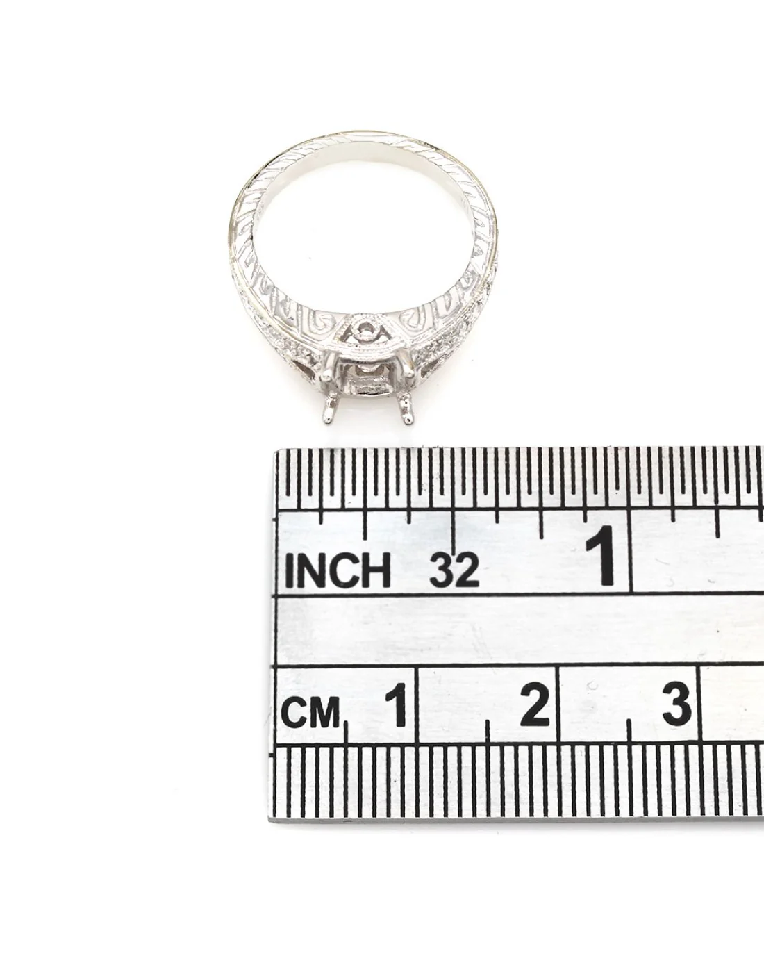 Y Band Milgrain and Filigree Diamond Mounting in 14k White Gold - Image 3