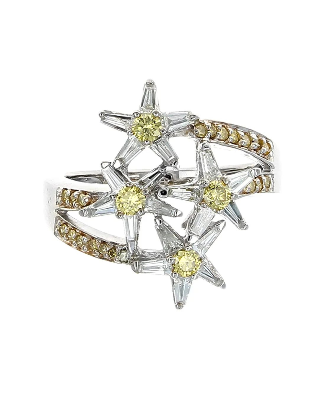 Yellow and White Diamond Stars Ring - Image 2