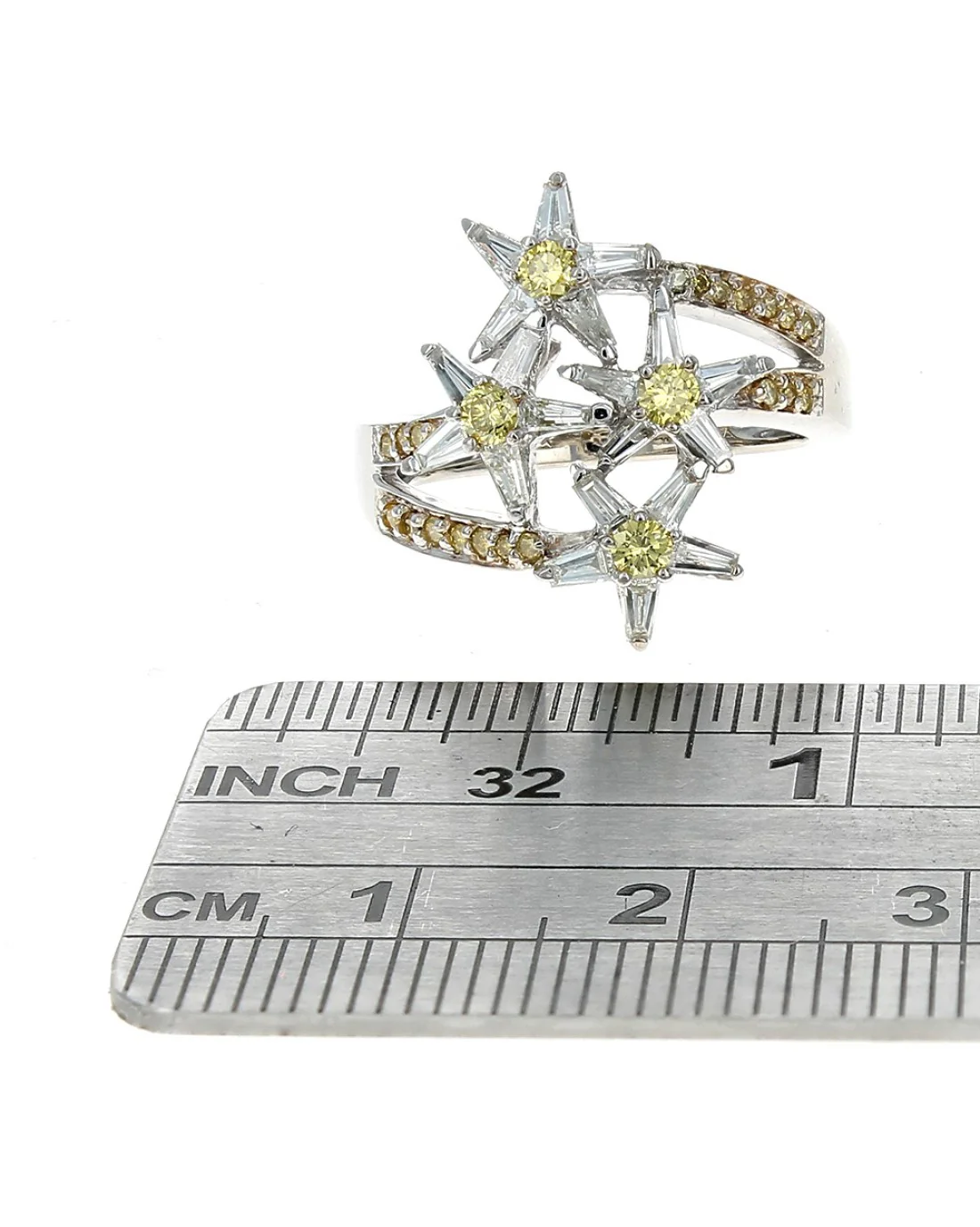 Yellow and White Diamond Stars Ring - Image 3