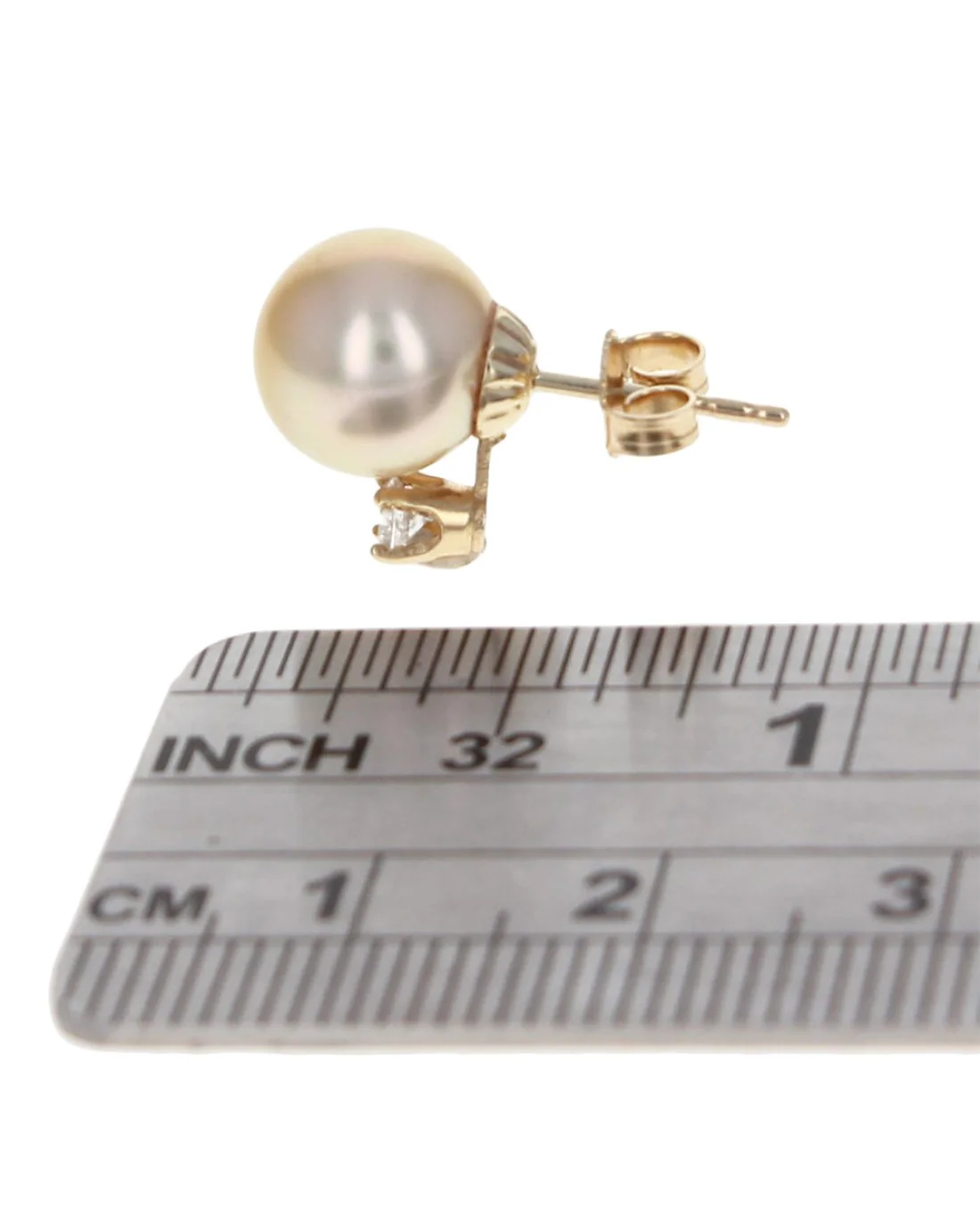 Yellow Pearl and Diamond Accent Earrings - Image 3